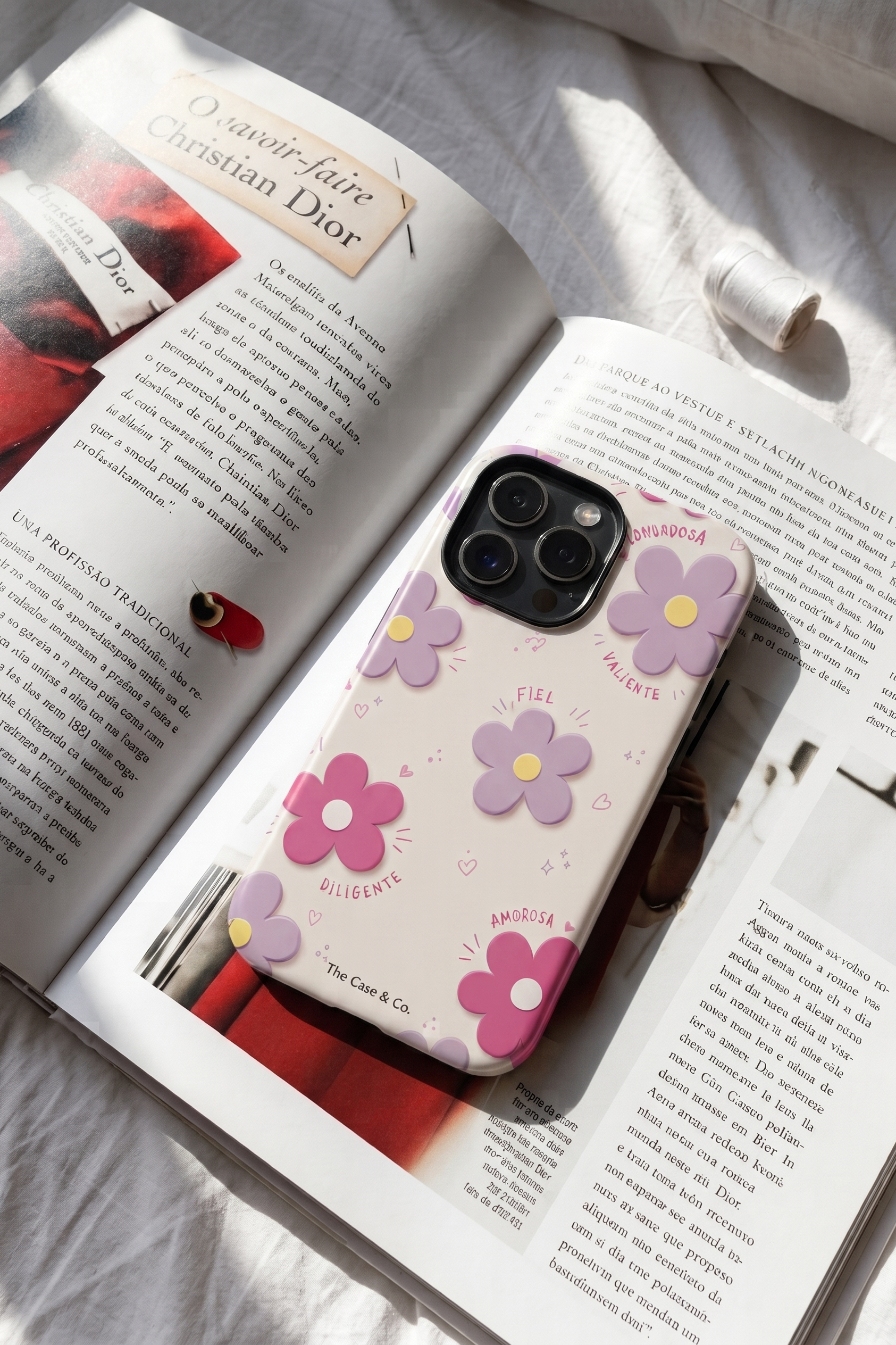 iPhone Cloud Skin Case – Flores Con Amor Print | Premium 3D Hard Shell | Gloss Finish | 14-17 Series