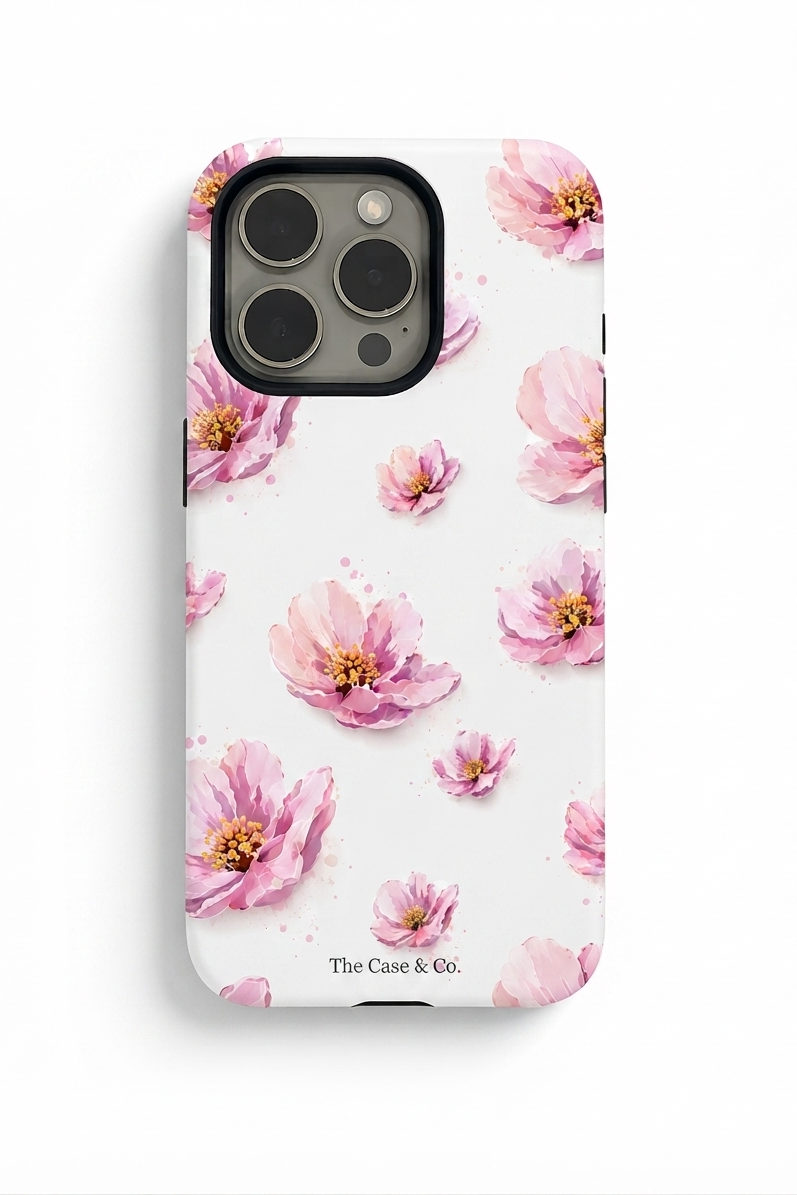 iPhone Cloud Skin Case – Peony Paradise Print | Premium 3D Hard Shell | Gloss Finish | 14-17 Series