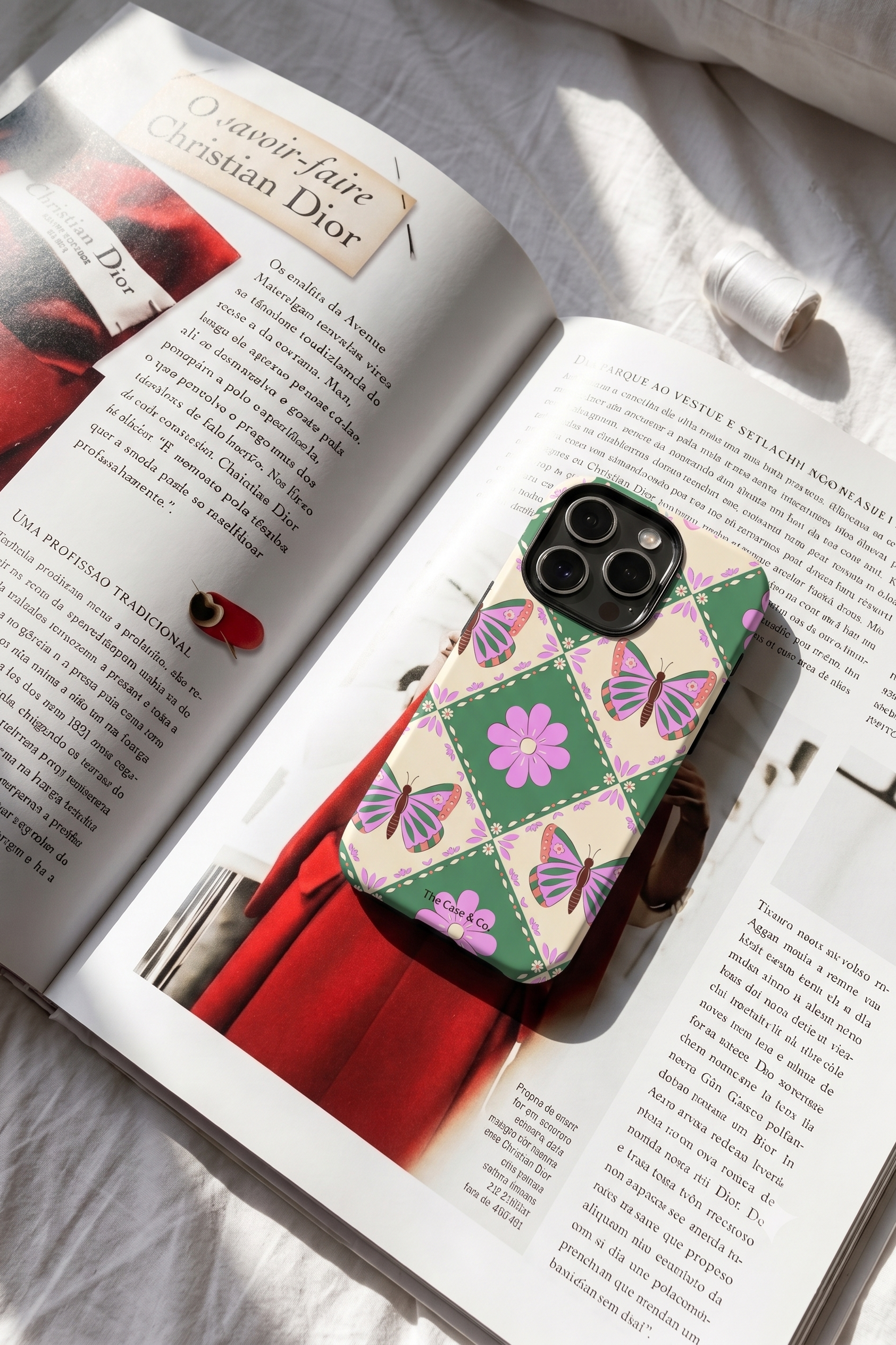 iPhone Cloud Skin Case – Garden of Wings Print | Premium 3D Hard Shell | Gloss Finish | 14-17 Series