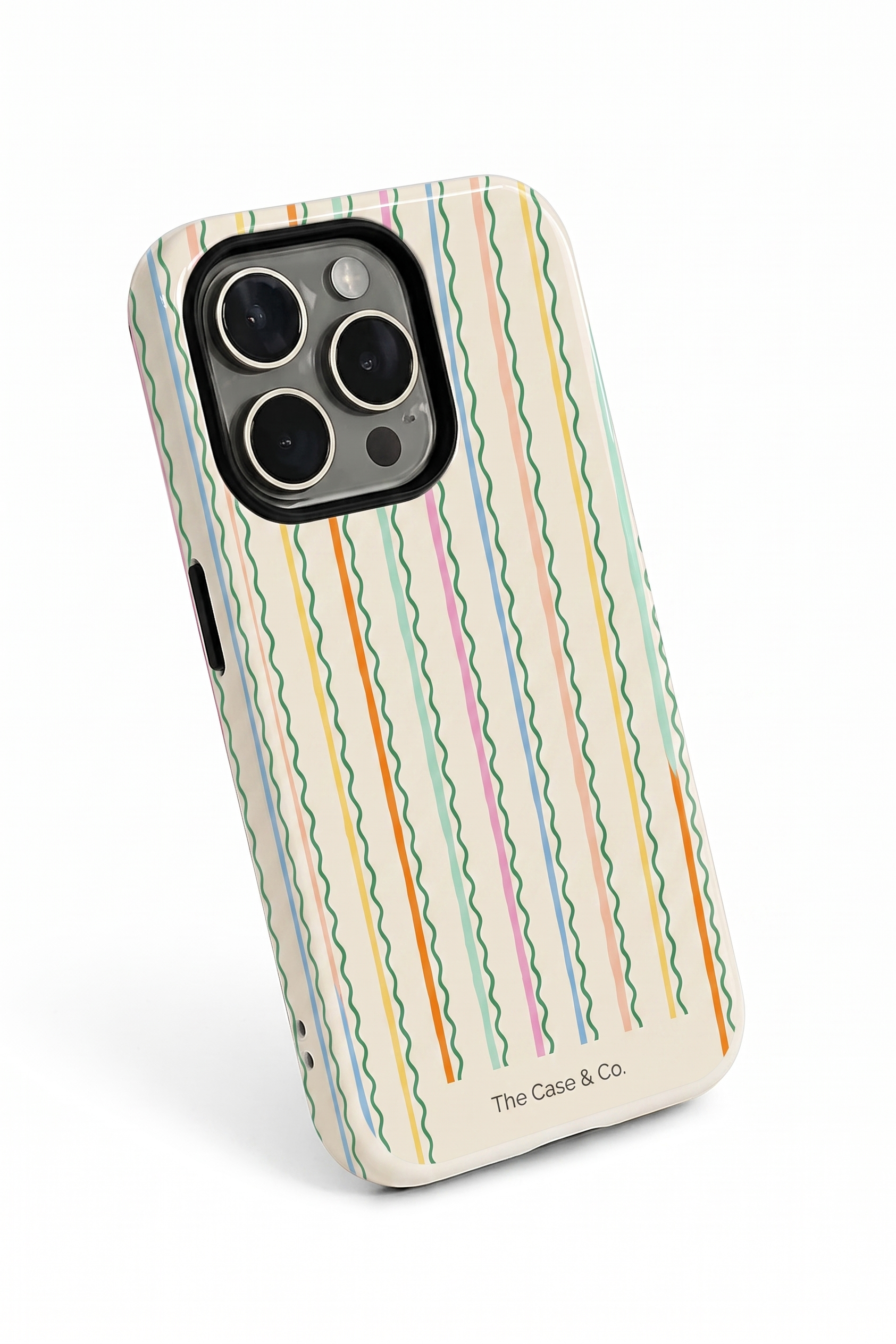 iPhone Cloud Skin Case – Rainbow Wavelength Print | Premium 3D Hard Shell | Gloss Finish | 14-17 Series