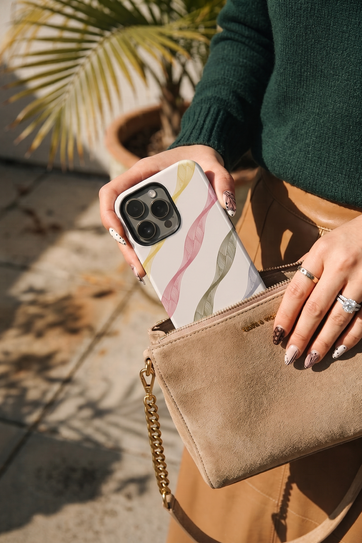 iPhone Cloud Skin Case – Rhythmic Ribbons | Premium 3D Hard Shell | Gloss Finish | 14-17 Series