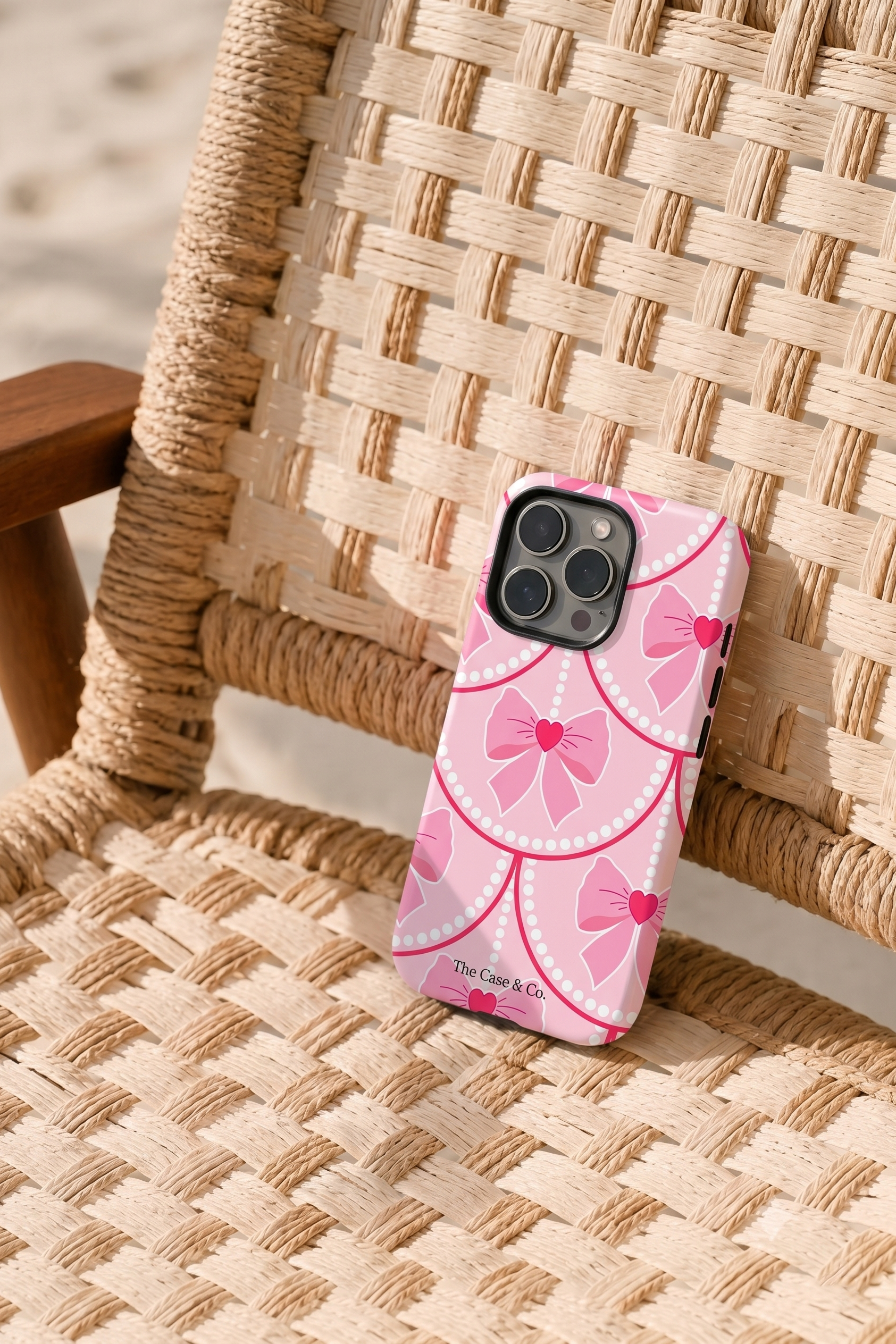 iPhone Cloud Skin Case – Rosy Pearl Charm Print | Premium 3D Hard Shell | Gloss Finish | 14-17 Series