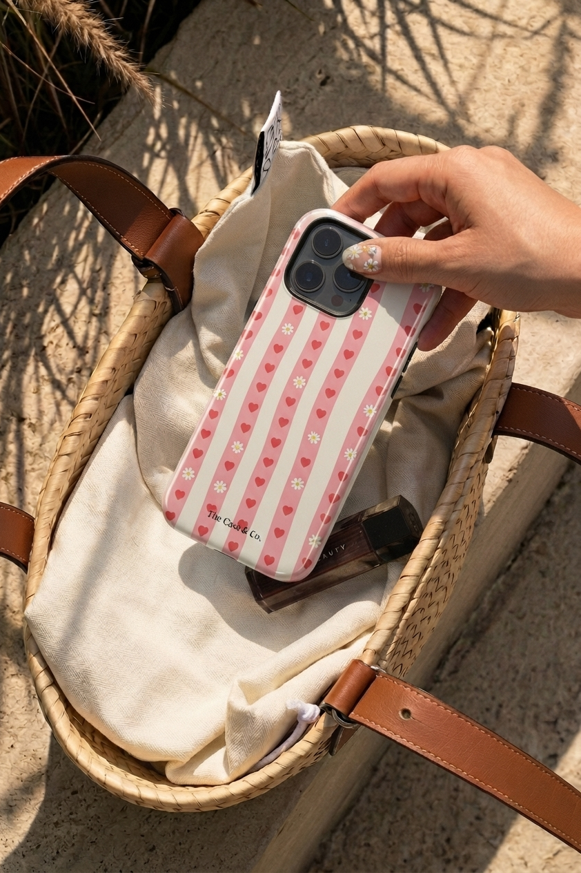 iPhone Cloud Skin Case – Heart Parade Print | Premium 3D Hard Shell | Gloss Finish | 14-17 Series