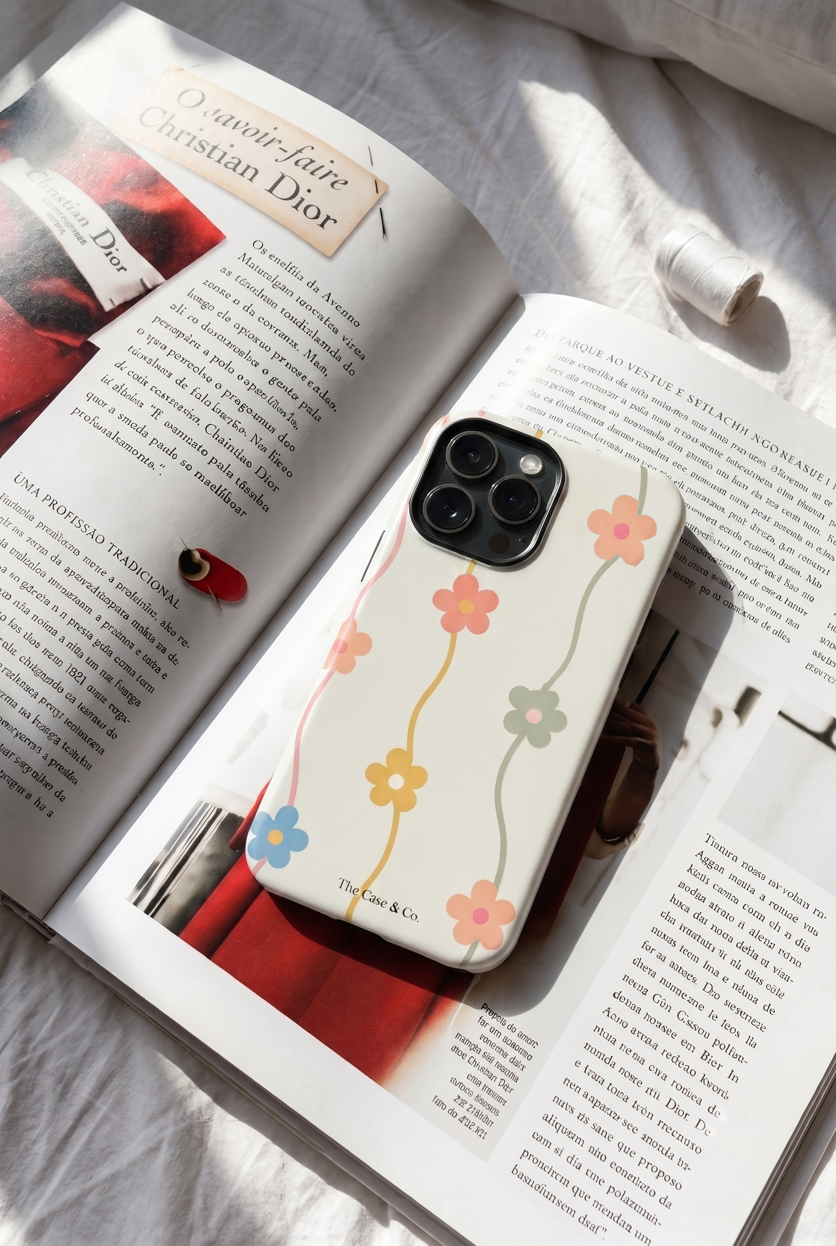 iPhone Cloud Skin Case – Flower Strings Print | Premium 3D Hard Shell | Gloss Finish | 14-17 Series
