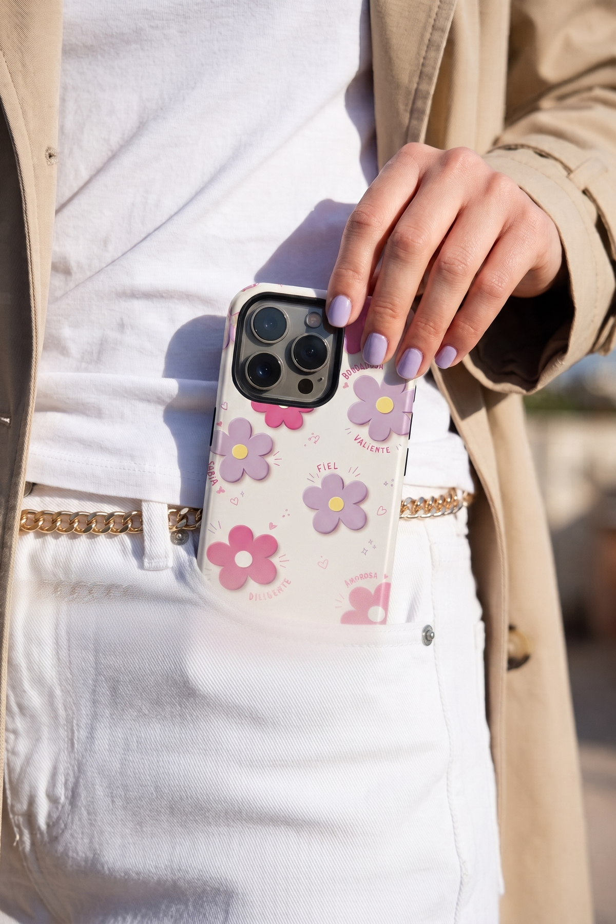 iPhone Cloud Skin Case – Flores Con Amor Print | Premium 3D Hard Shell | Gloss Finish | 14-17 Series