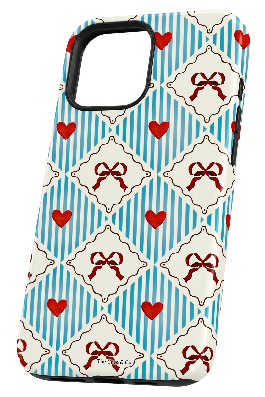 iPhone Cloud Skin Case – Bow Belle Print | Premium 3D Hard Shell | Gloss Finish | 14-17 Series