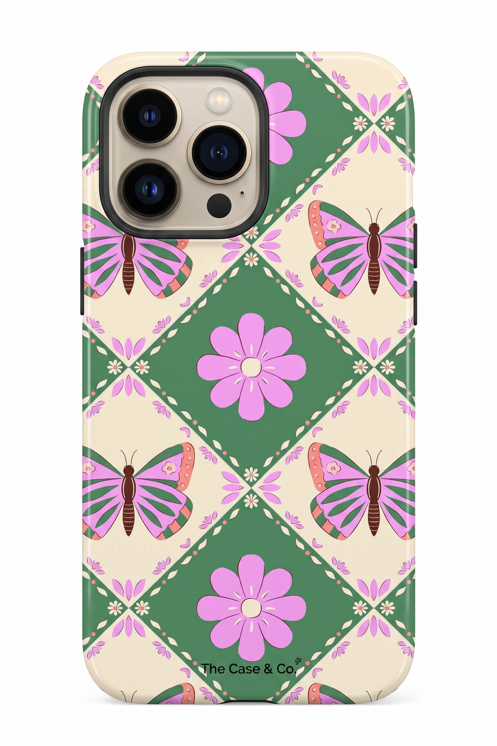 iPhone Cloud Skin Case – Garden of Wings Print | Premium 3D Hard Shell | Gloss Finish | 14-17 Series
