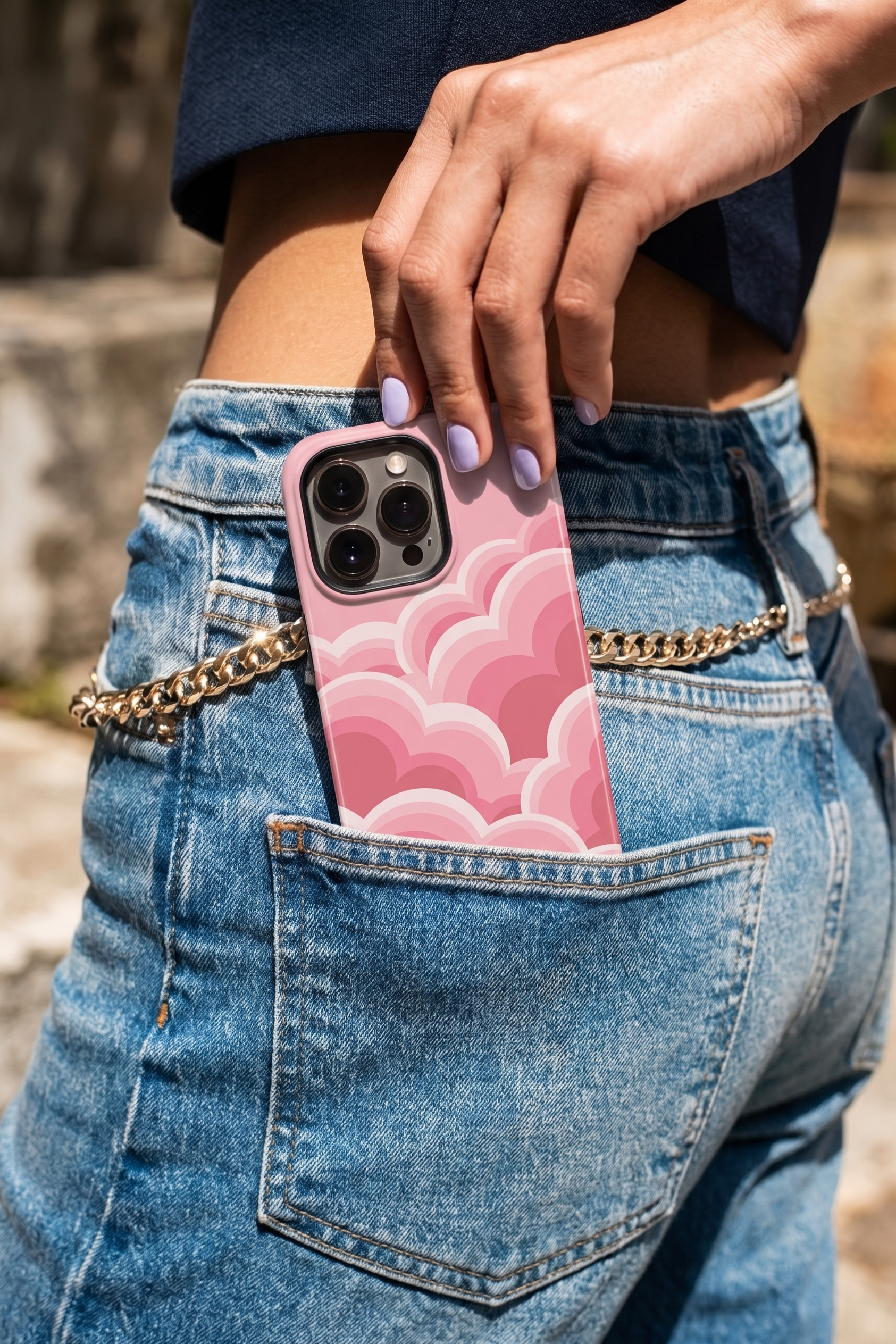 iPhone Cloud Skin Case – Rosy Dream Print | Premium 3D Hard Shell | Gloss Finish | 14-17 Series