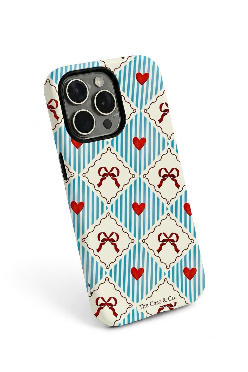 iPhone Cloud Skin Case – Bow Belle Print | Premium 3D Hard Shell | Gloss Finish | 14-17 Series