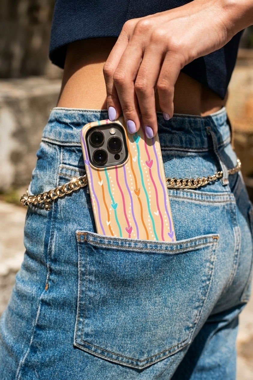iPhone Cloud Skin Case – Color Me Love Print | Premium 3D Hard Shell | Gloss Finish | 14-17 Series