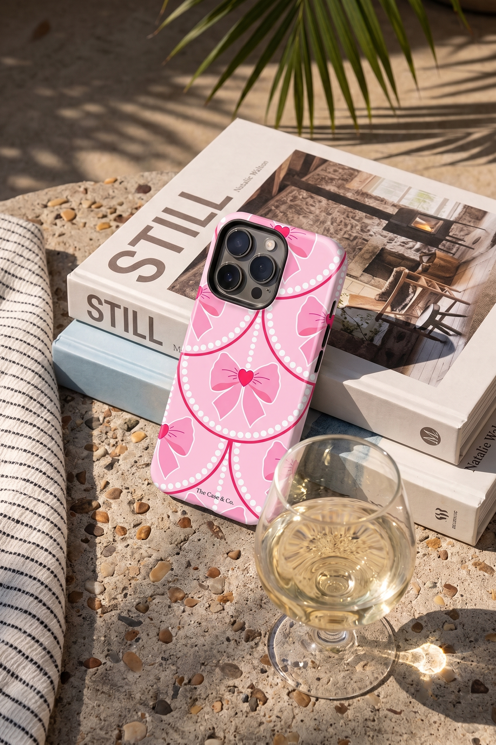 iPhone Cloud Skin Case – Rosy Pearl Charm Print | Premium 3D Hard Shell | Gloss Finish | 14-17 Series
