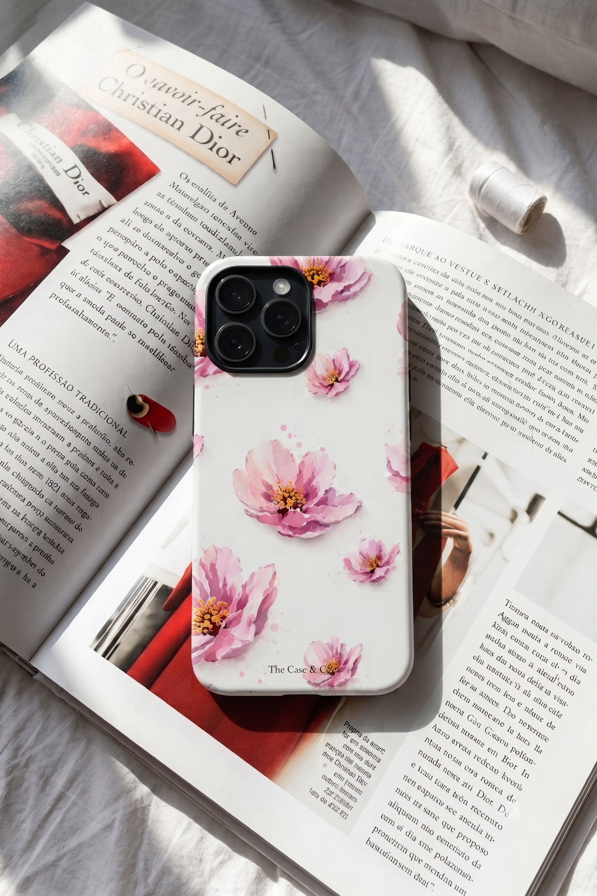 iPhone Cloud Skin Case – Peony Paradise Print | Premium 3D Hard Shell | Gloss Finish | 14-17 Series
