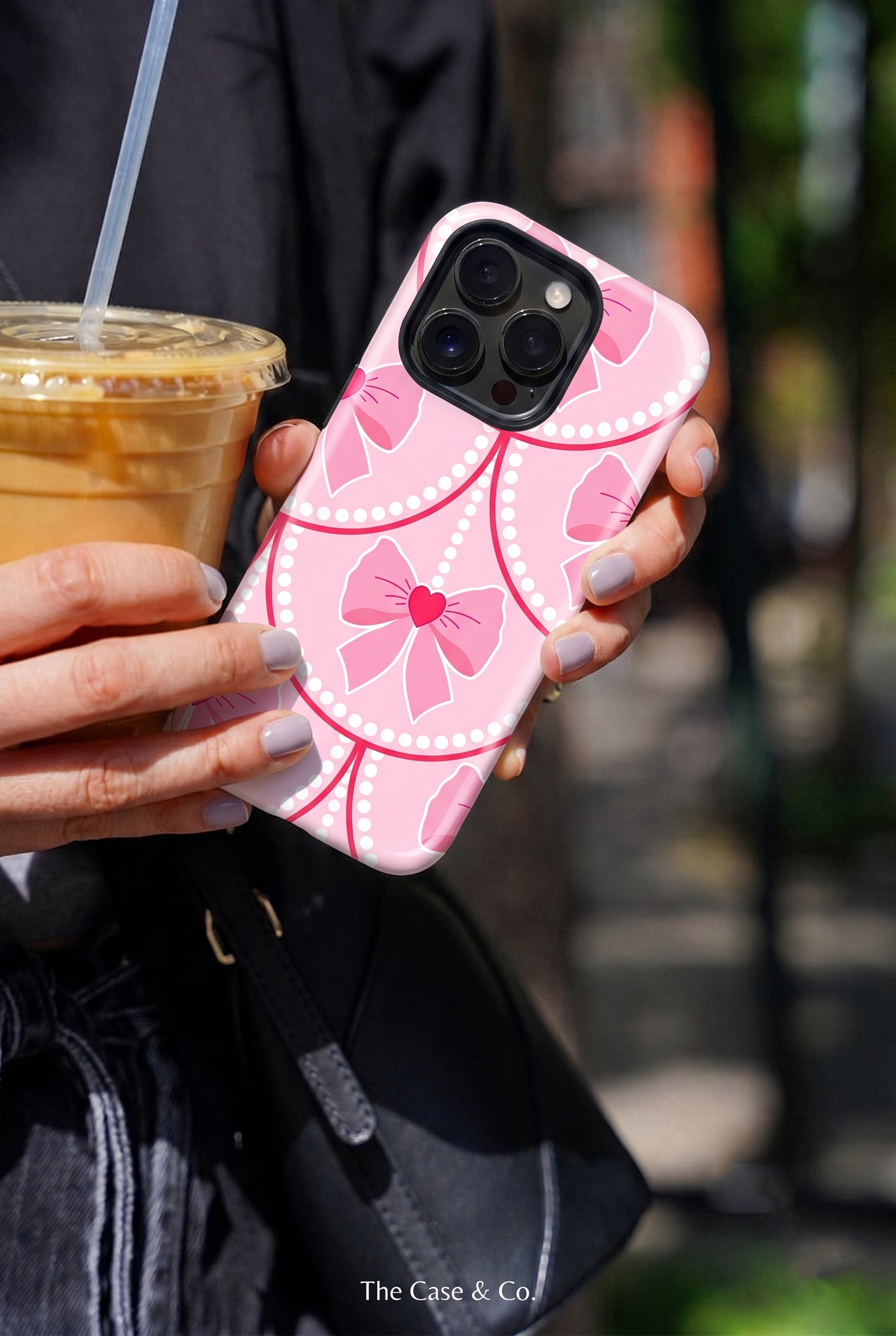 iPhone Cloud Skin Case – Rosy Pearl Charm Print | Premium 3D Hard Shell | Gloss Finish | 14-17 Series
