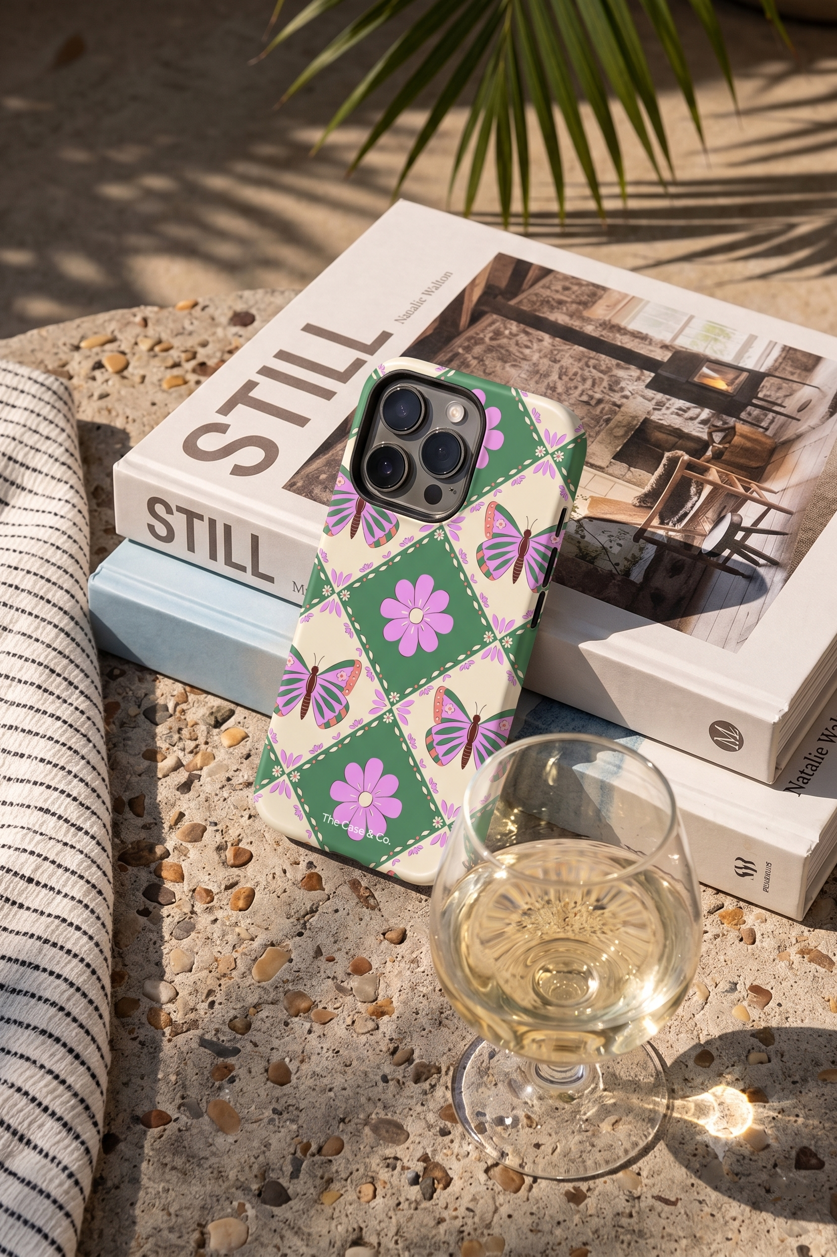 iPhone Cloud Skin Case – Garden of Wings Print | Premium 3D Hard Shell | Gloss Finish | 14-17 Series