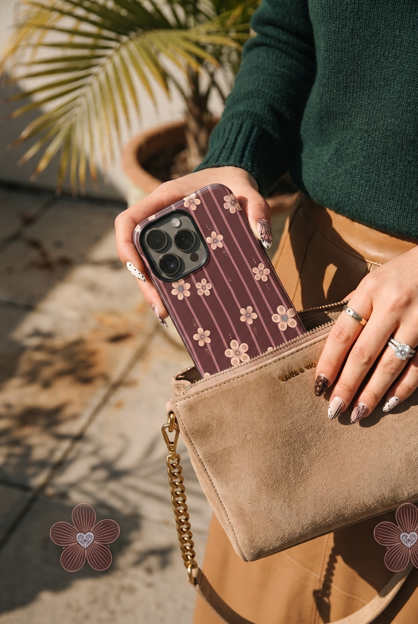 iPhone Cloud Skin Case – Floral Symphony Print | Premium 3D Hard Shell | Gloss Finish | 14-17 Series