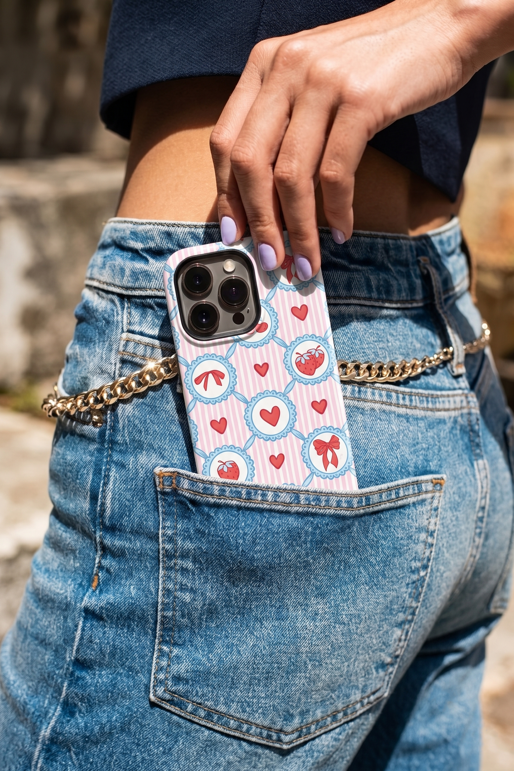 iPhone Cloud Skin Case – Berry Charm Print | Premium 3D Hard Shell | Gloss Finish | 14-17 Series