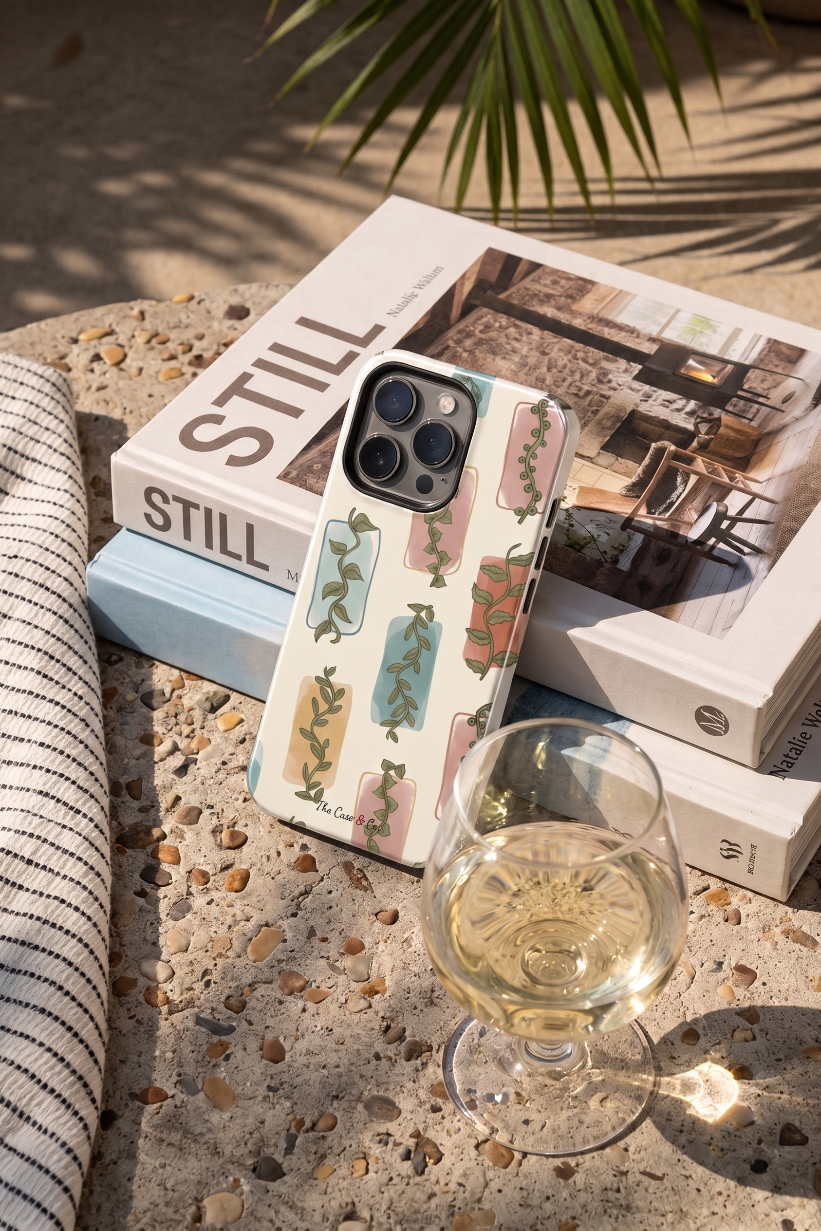 iPhone Cloud Skin Case – Leaf & Light Print | Premium 3D Hard Shell | Gloss Finish | 14-17 Series