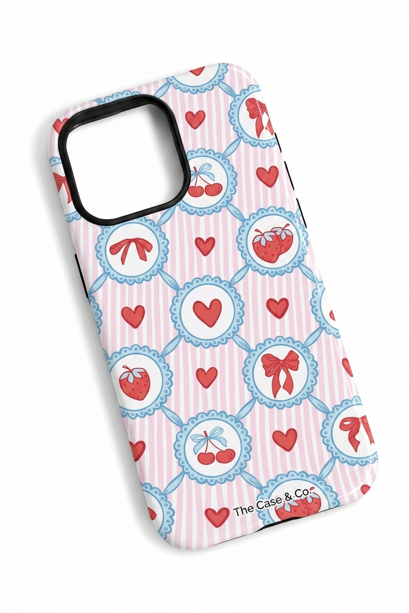 iPhone Cloud Skin Case – Berry Charm Print | Premium 3D Hard Shell | Gloss Finish | 14-17 Series