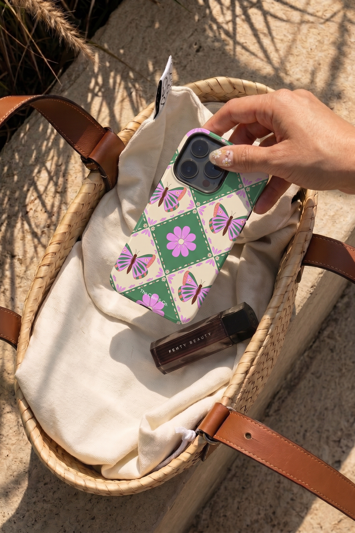 iPhone Cloud Skin Case – Garden of Wings Print | Premium 3D Hard Shell | Gloss Finish | 14-17 Series