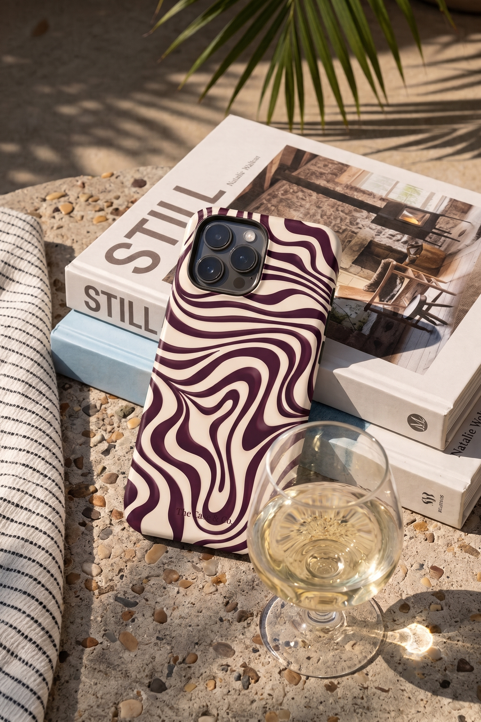 iPhone Cloud Skin Case – Mocha Swirl Print | Premium 3D Hard Shell | Gloss Finish | 14-17 Series