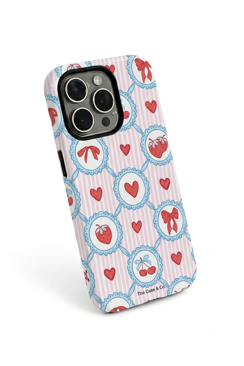 iPhone Cloud Skin Case – Berry Charm Print | Premium 3D Hard Shell | Gloss Finish | 14-17 Series