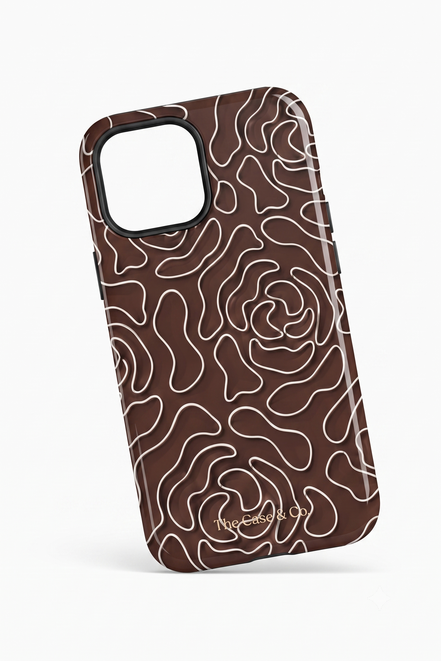 iPhone Cloud Skin Case – Rose Mosaic Print | Premium 3D Hard Shell | Gloss Finish | 14-17 Series
