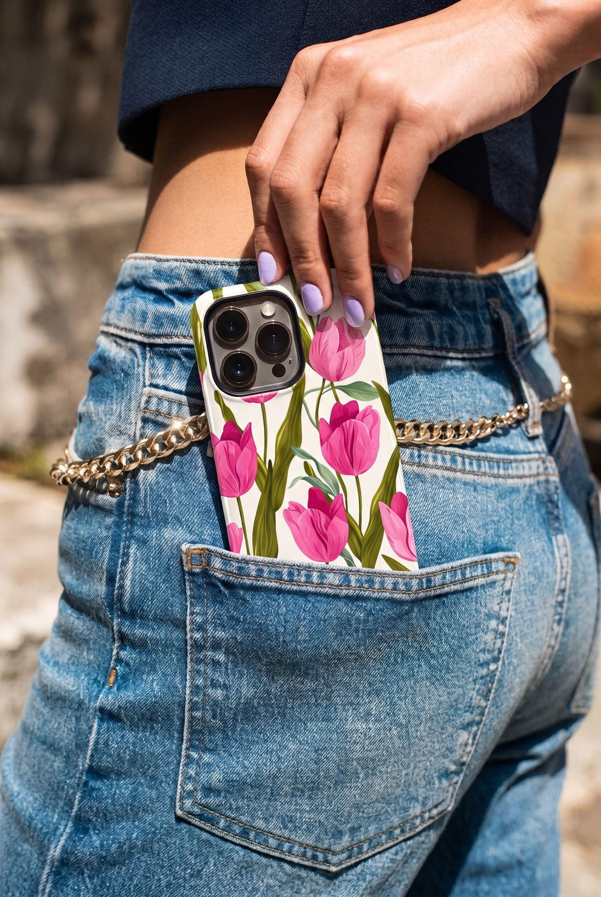 iPhone Cloud Skin Case – Pink Meadow | Premium 3D Hard Shell | Gloss Finish | 14-17 Series