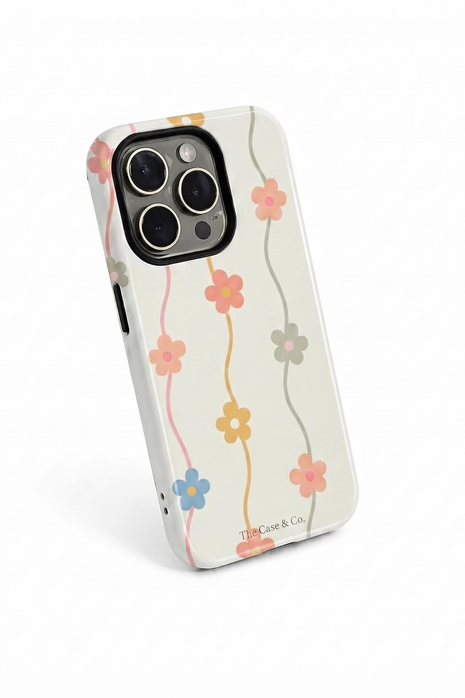 iPhone Cloud Skin Case – Flower Strings Print | Premium 3D Hard Shell | Gloss Finish | 14-17 Series