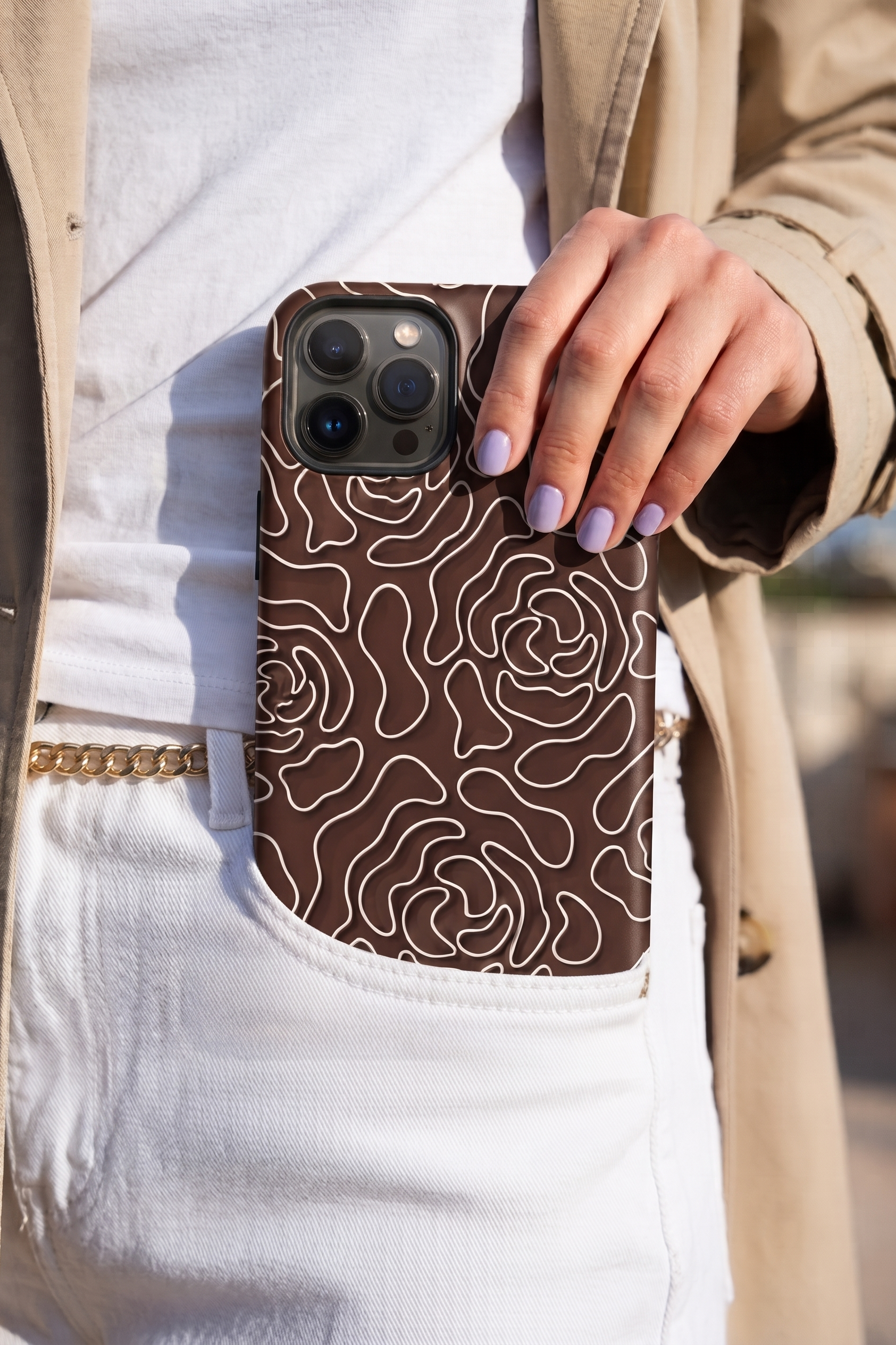 iPhone Cloud Skin Case – Rose Mosaic Print | Premium 3D Hard Shell | Gloss Finish | 14-17 Series