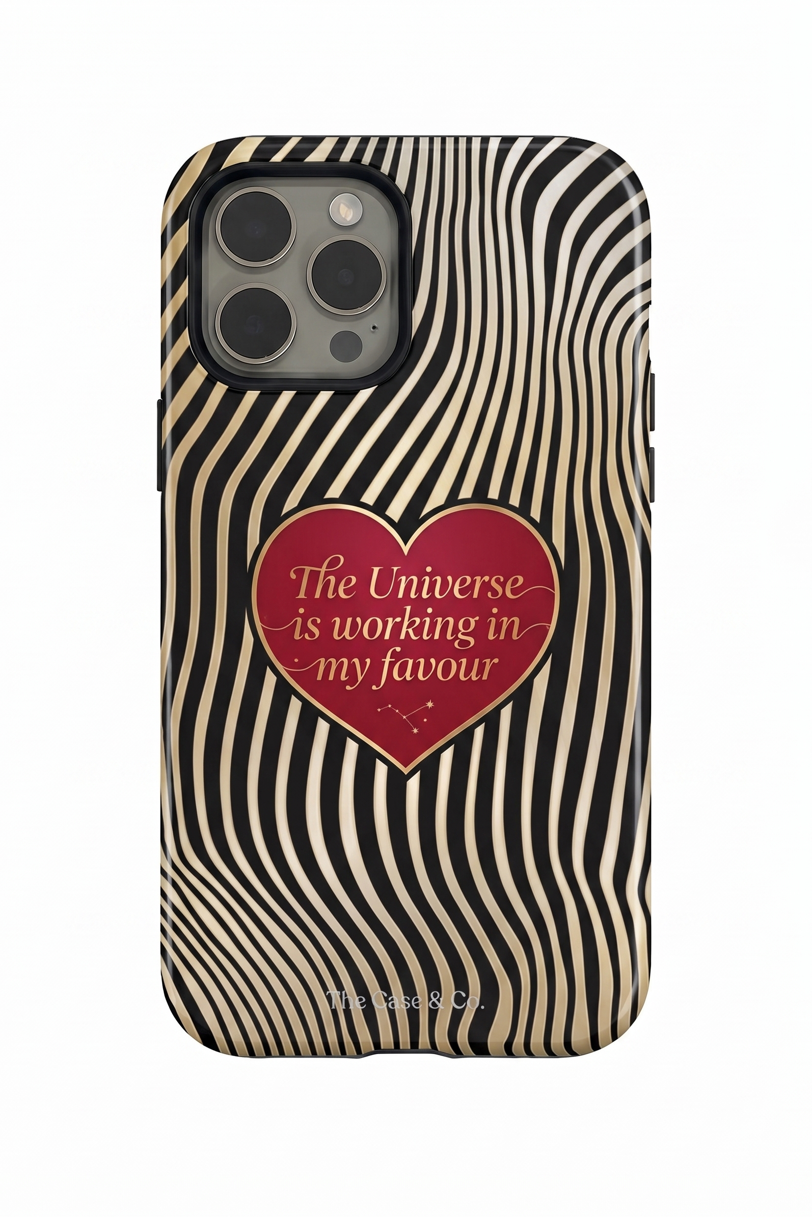 iPhone Cloud Skin Case – Golden Flow Print | Premium 3D Hard Shell | Gloss Finish | 14-17 Series