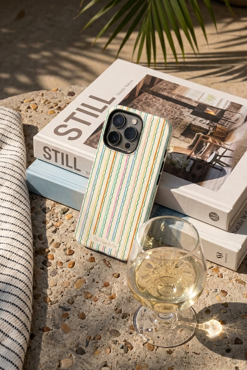 iPhone Cloud Skin Case – Rainbow Wavelength Print | Premium 3D Hard Shell | Gloss Finish | 14-17 Series