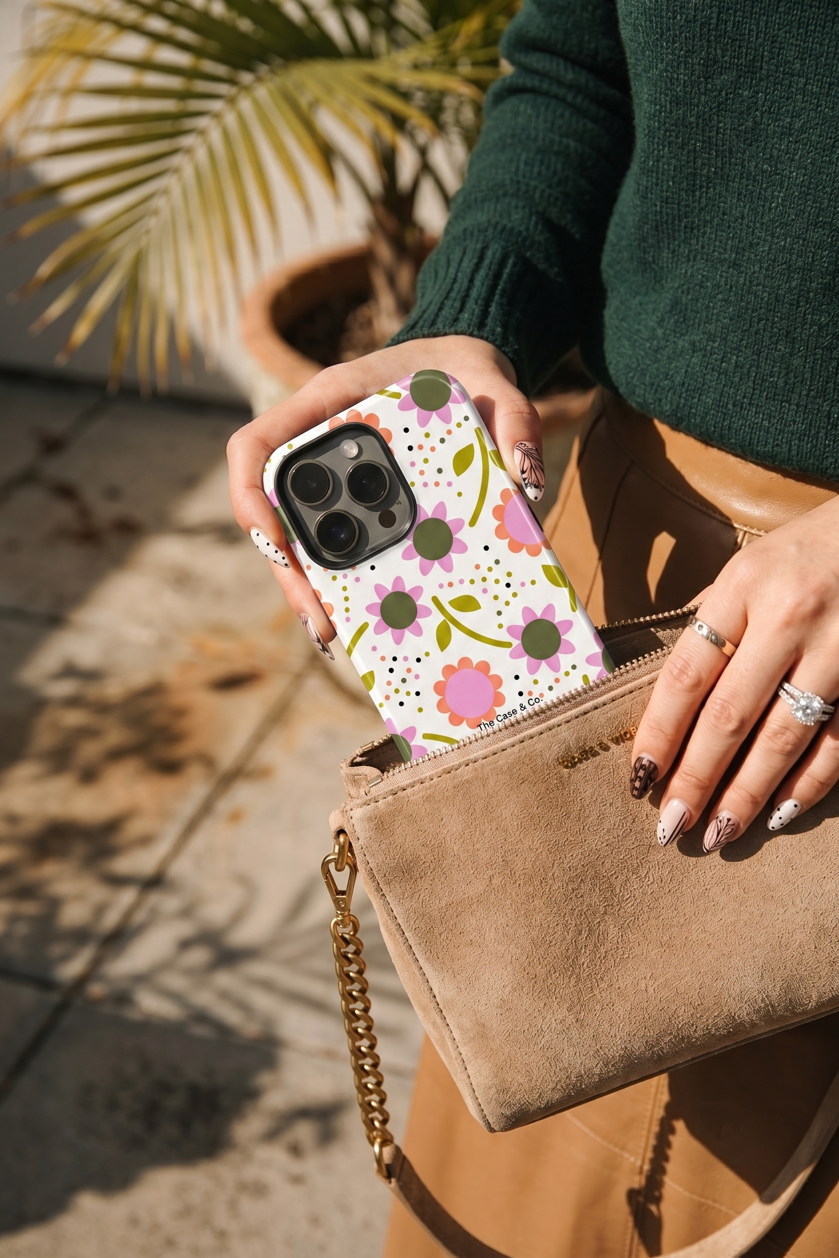 iPhone Cloud Skin Case – Daisy Doodle Print | Premium 3D Hard Shell | Gloss Finish | 14-17 Series