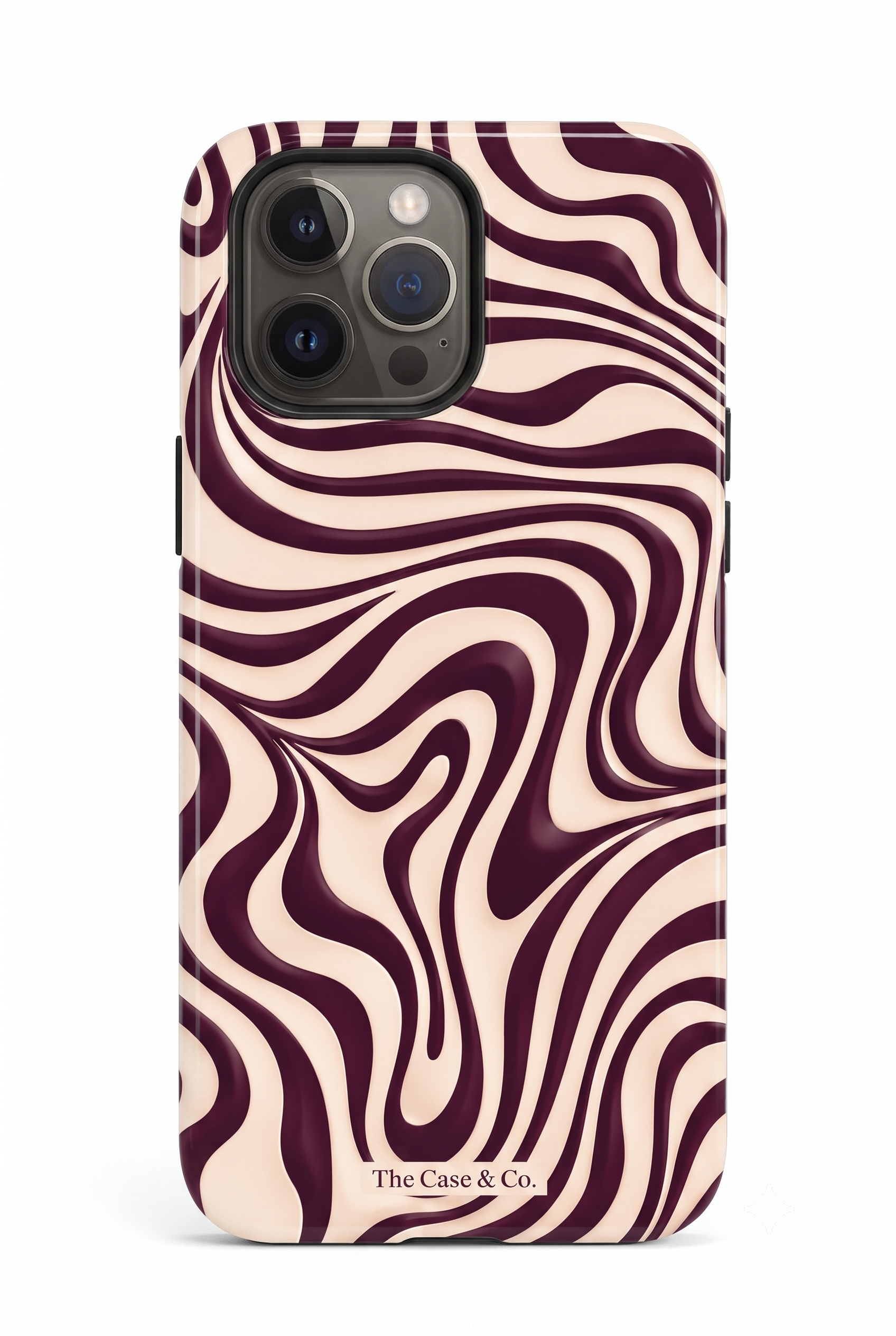 iPhone Cloud Skin Case – Mocha Swirl Print | Premium 3D Hard Shell | Gloss Finish | 14-17 Series