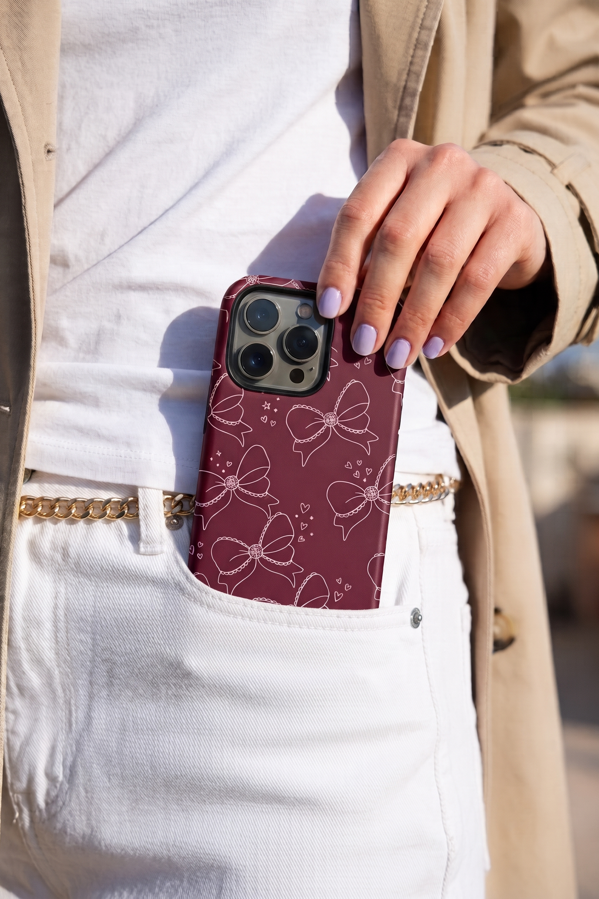 iPhone Cloud Skin Case – Love Tied Print | Premium 3D Hard Shell | Gloss Finish | 14-17 Series