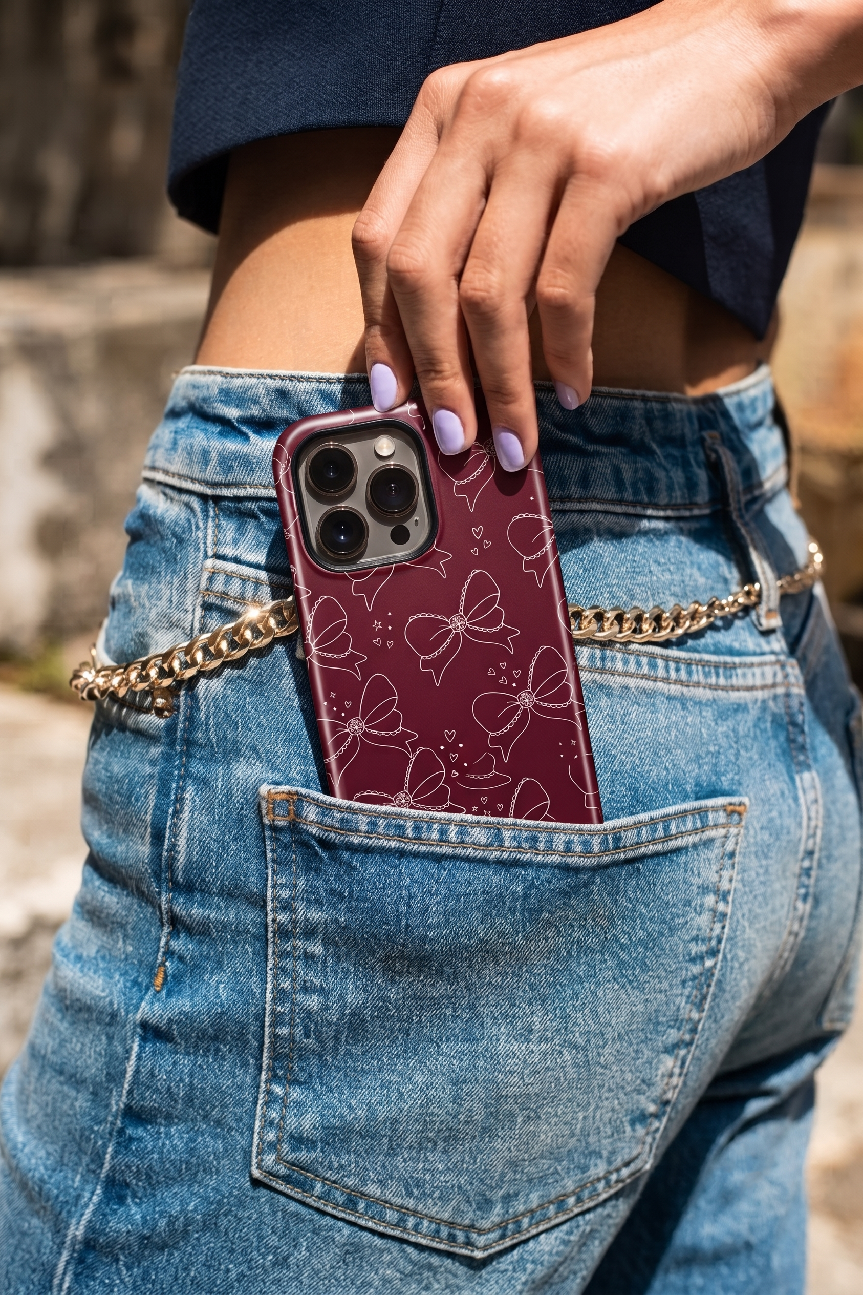 iPhone Cloud Skin Case – Love Tied Print | Premium 3D Hard Shell | Gloss Finish | 14-17 Series
