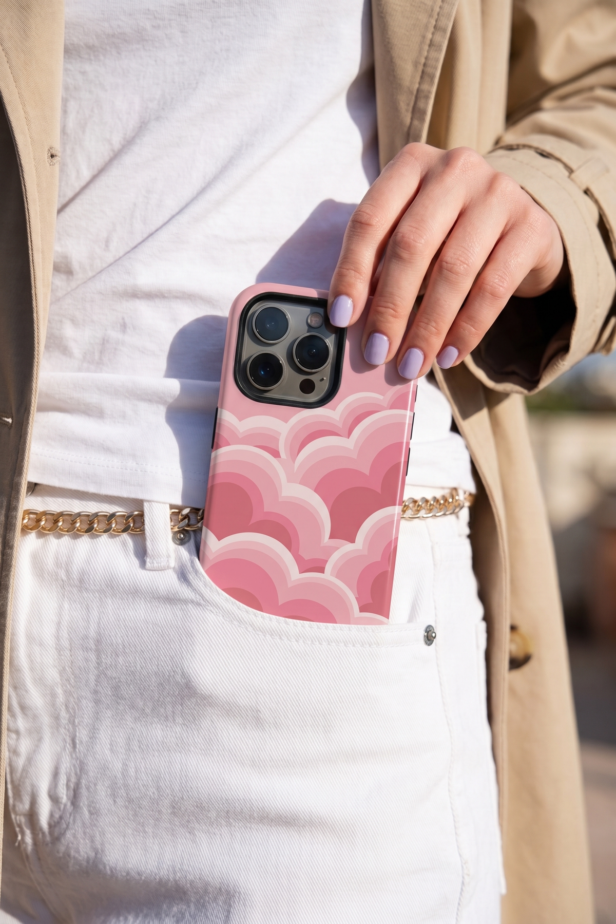iPhone Cloud Skin Case – Rosy Dream Print | Premium 3D Hard Shell | Gloss Finish | 14-17 Series