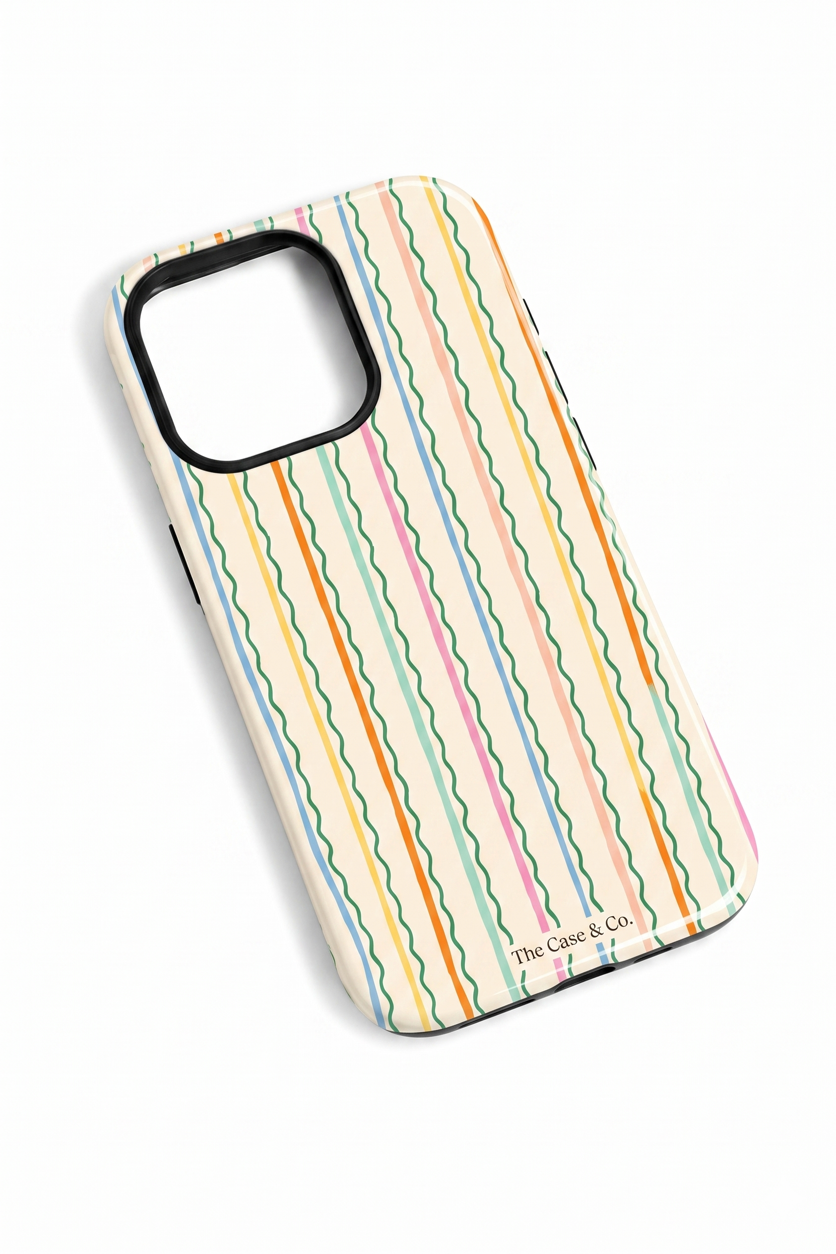 iPhone Cloud Skin Case – Rainbow Wavelength Print | Premium 3D Hard Shell | Gloss Finish | 14-17 Series