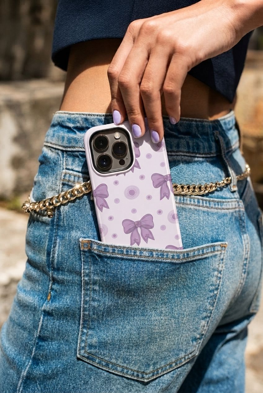 iPhone Cloud Skin Case – Violet Elegance | Premium 3D Hard Shell | Gloss Finish | 14-17 Series