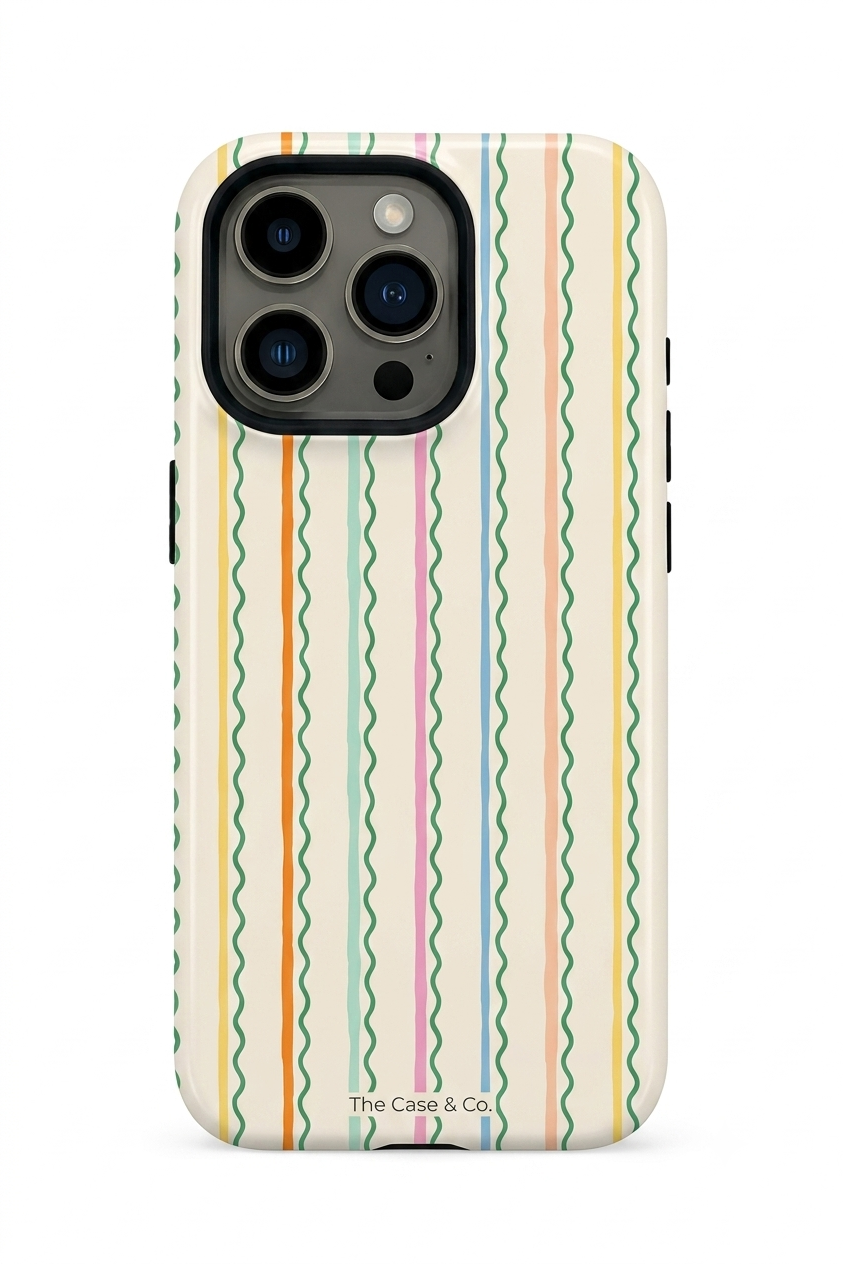 iPhone Cloud Skin Case – Rainbow Wavelength Print | Premium 3D Hard Shell | Gloss Finish | 14-17 Series
