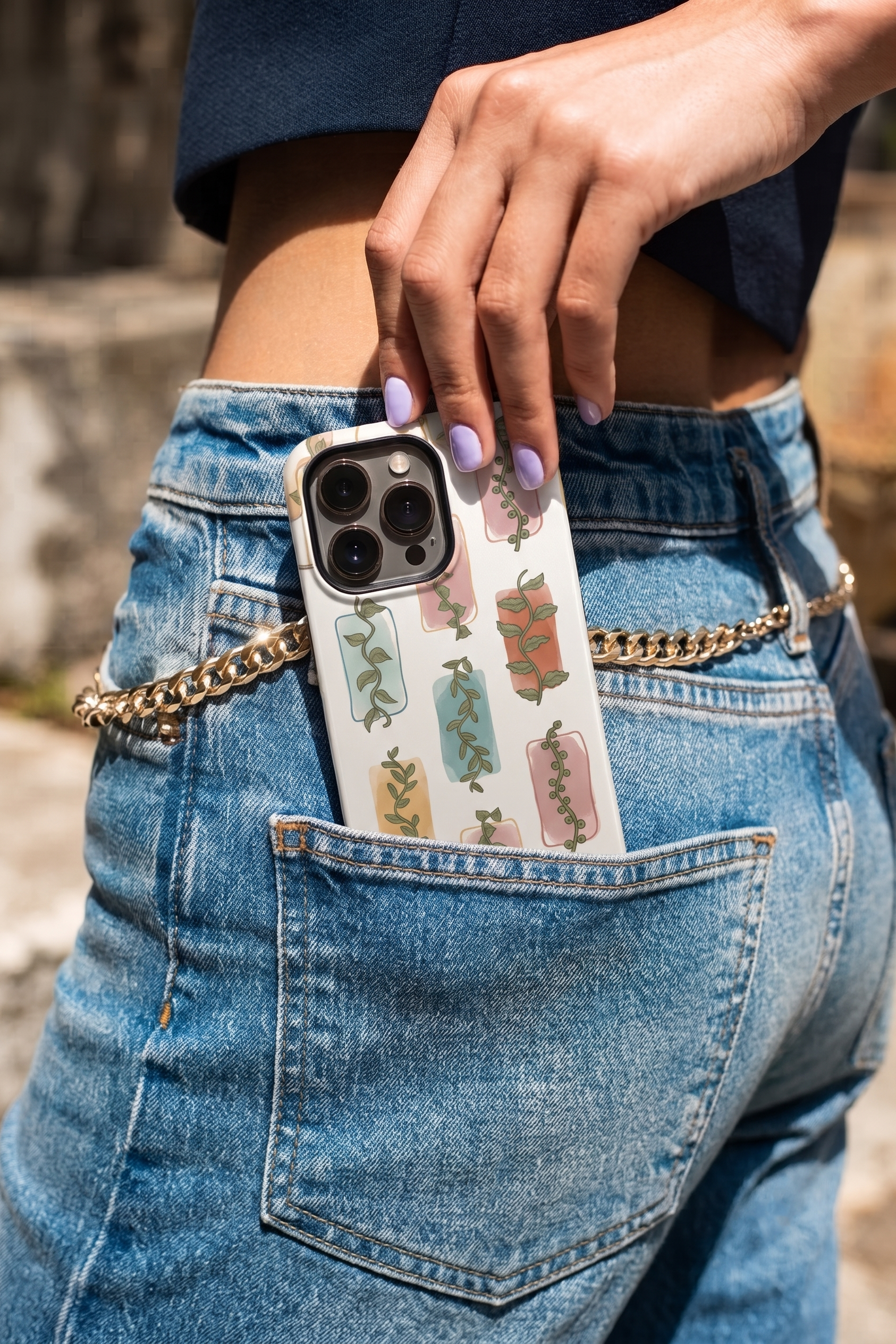iPhone Cloud Skin Case – Leaf & Light Print | Premium 3D Hard Shell | Gloss Finish | 14-17 Series