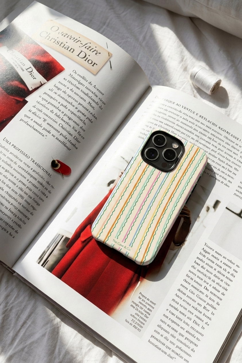 iPhone Cloud Skin Case – Rainbow Wavelength Print | Premium 3D Hard Shell | Gloss Finish | 14-17 Series