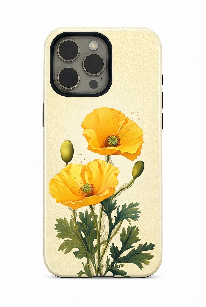 iPhone Cloud Skin Case – Blooming Sunshine Print | Premium 3D Hard Shell | Gloss Finish | 14-17 Series