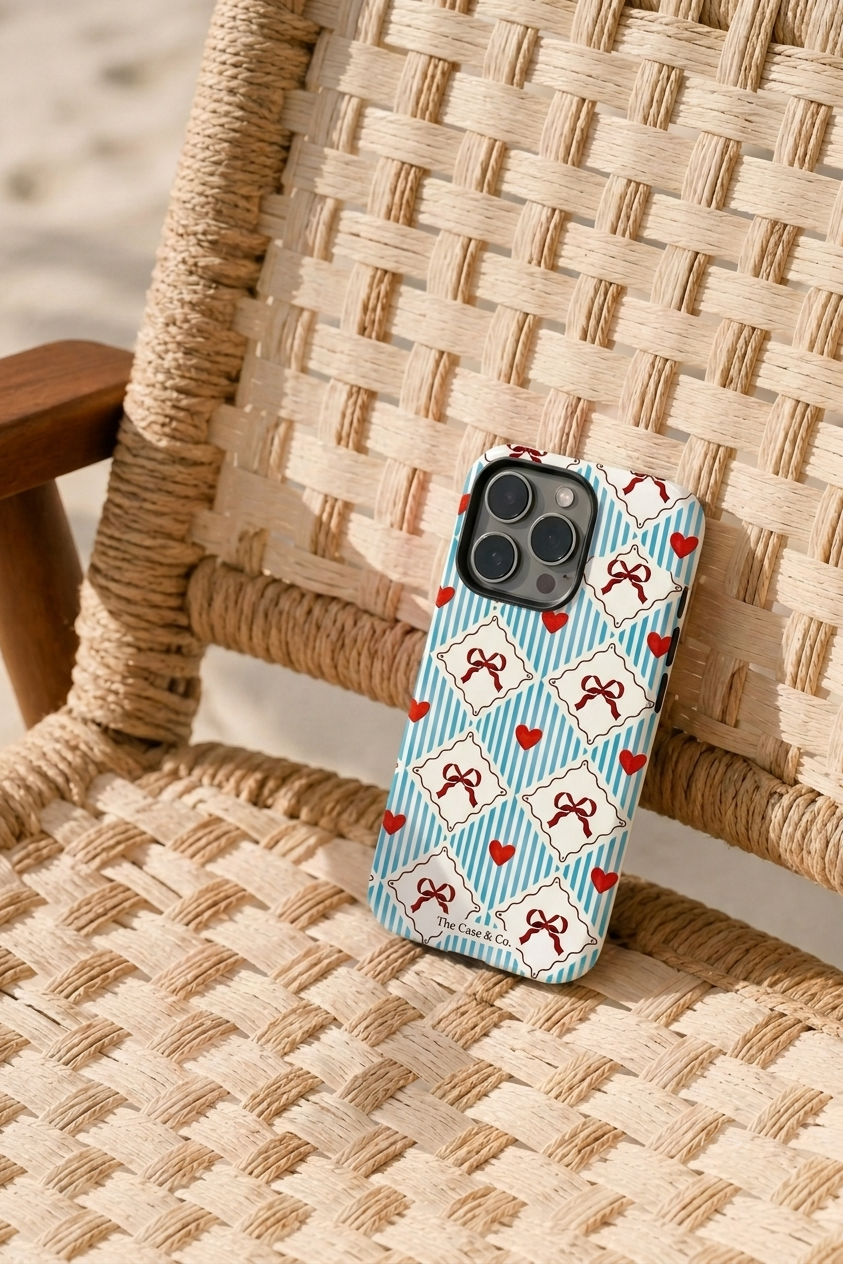 iPhone Cloud Skin Case – Bow Belle Print | Premium 3D Hard Shell | Gloss Finish | 14-17 Series