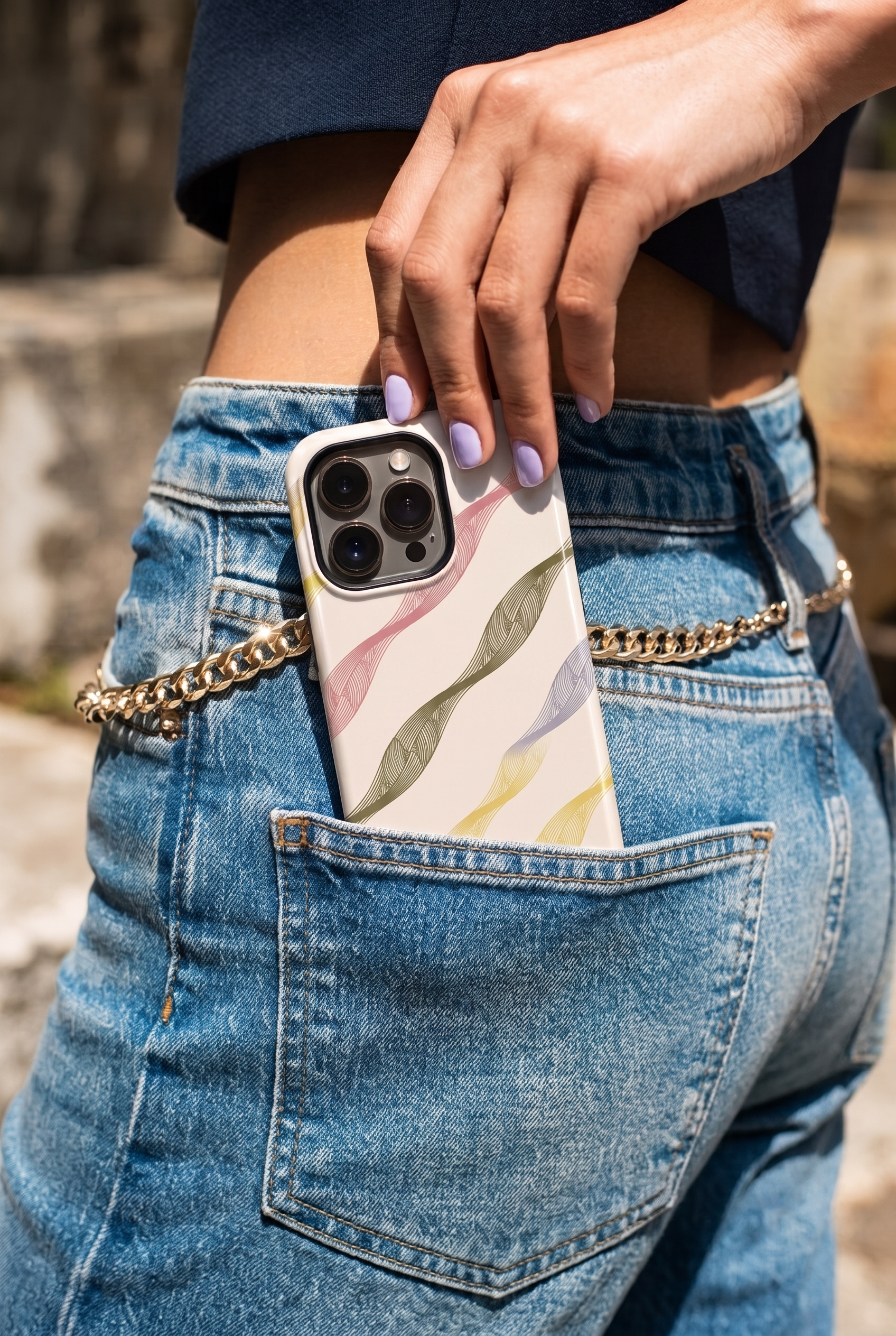 iPhone Cloud Skin Case – Rhythmic Ribbons | Premium 3D Hard Shell | Gloss Finish | 14-17 Series