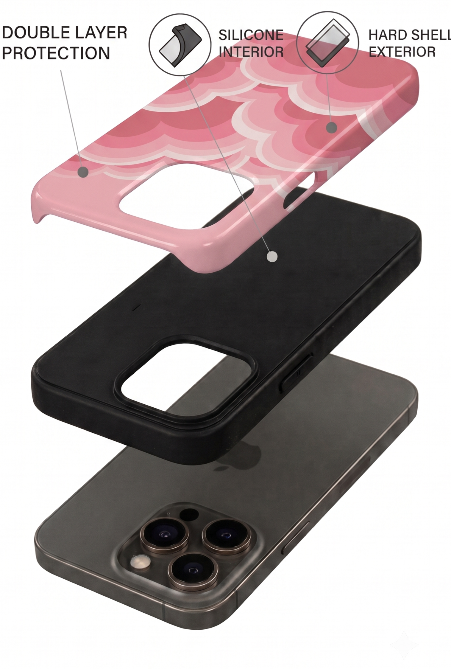 iPhone Cloud Skin Case – Rosy Dream Print | Premium 3D Hard Shell | Gloss Finish | 14-17 Series