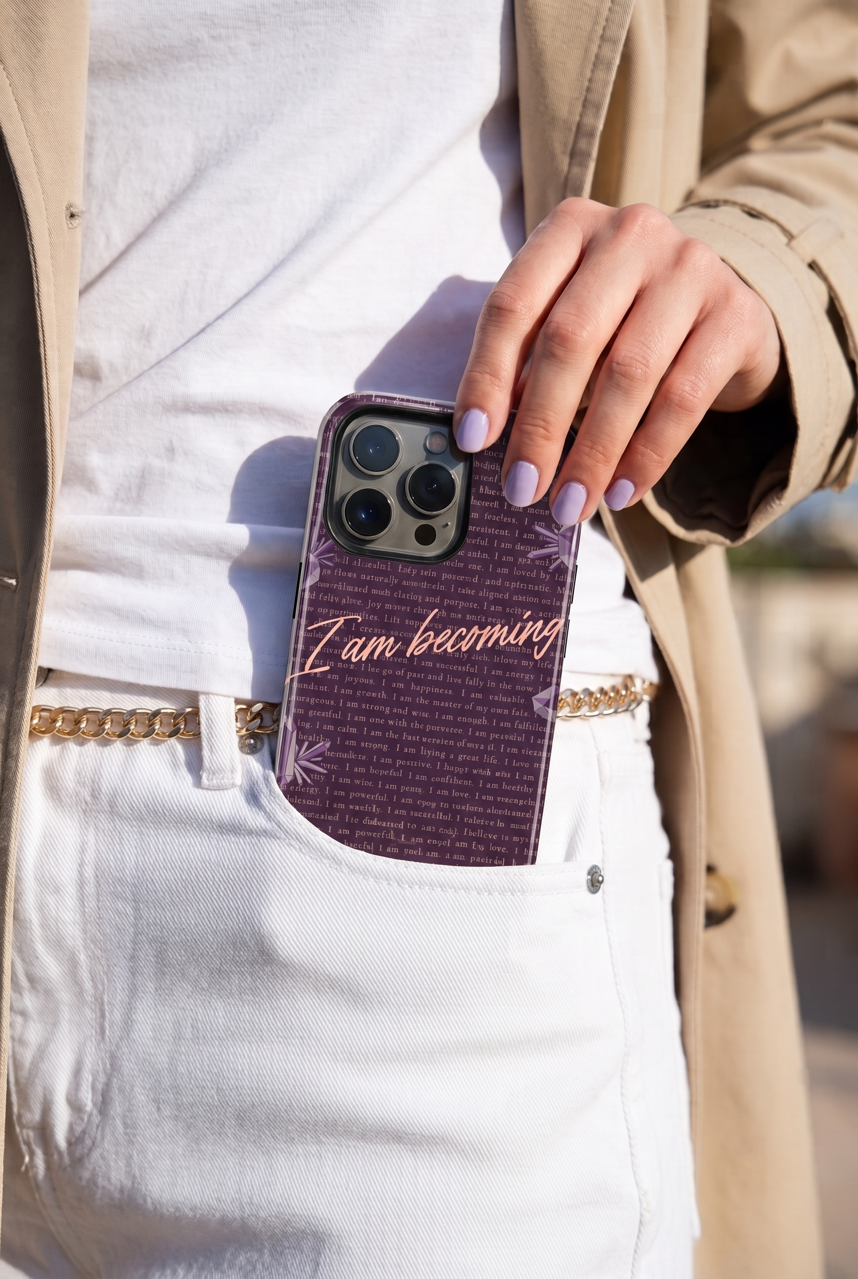 iPhone Cloud Skin Case – I Am Becoming Print | Premium 3D Hard Shell | Gloss Finish | 14-17 Series