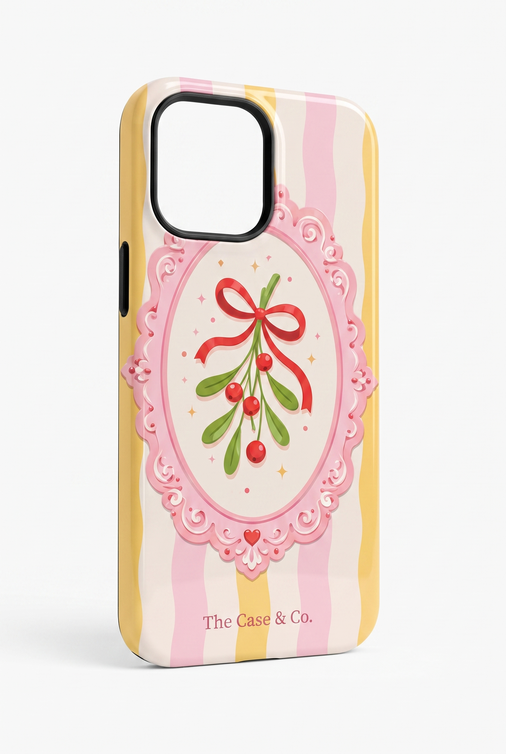 iPhone Cloud Skin Case – Pink Noel Print | Premium 3D Hard Shell | Gloss Finish | 14-17 Series