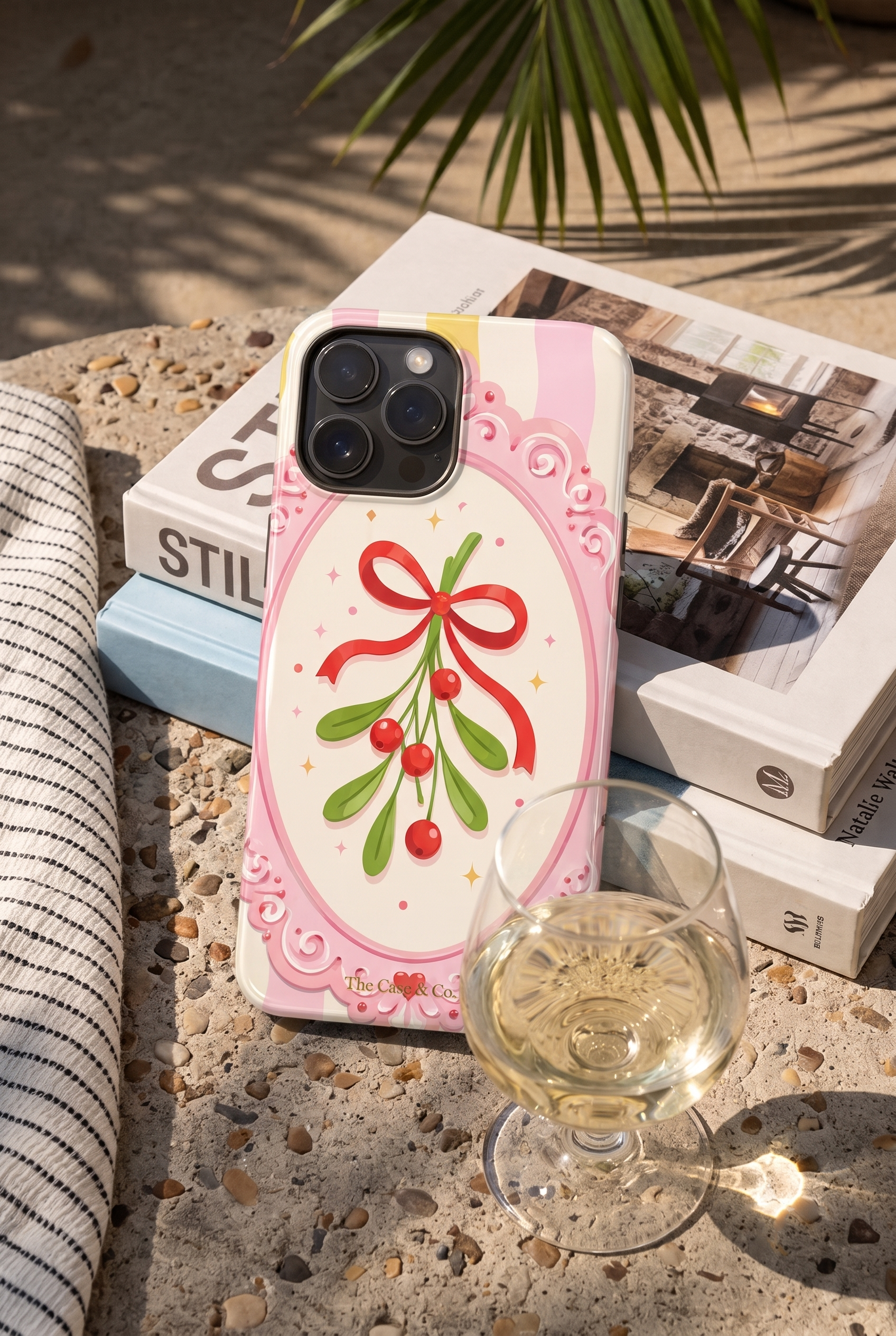 iPhone Cloud Skin Case – Pink Noel Print | Premium 3D Hard Shell | Gloss Finish | 14-17 Series