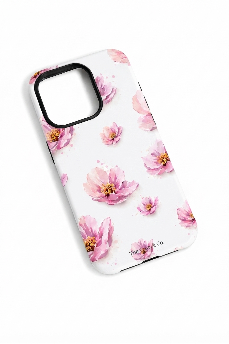 iPhone Cloud Skin Case – Peony Paradise Print | Premium 3D Hard Shell | Gloss Finish | 14-17 Series