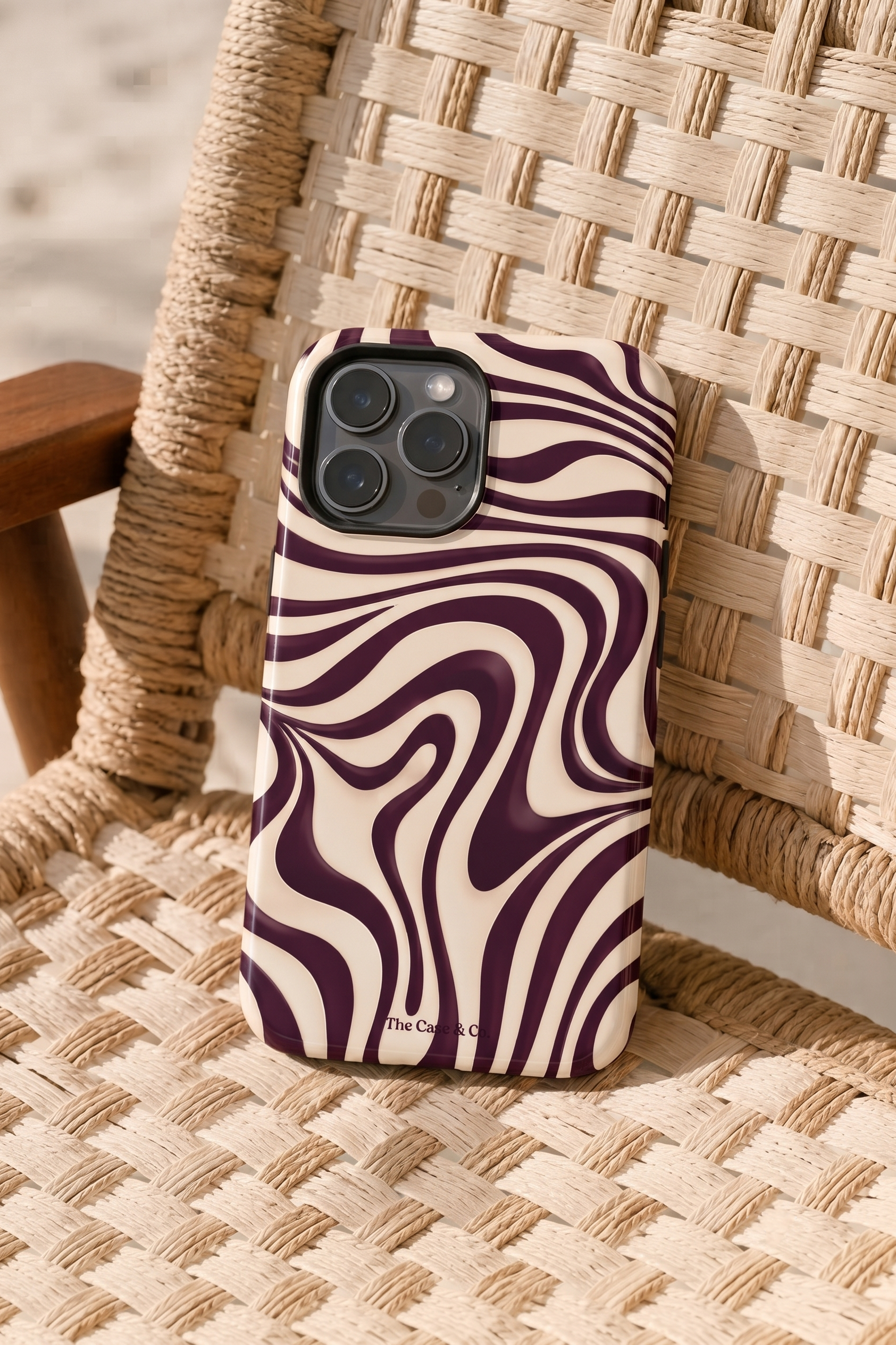 iPhone Cloud Skin Case – Mocha Swirl Print | Premium 3D Hard Shell | Gloss Finish | 14-17 Series